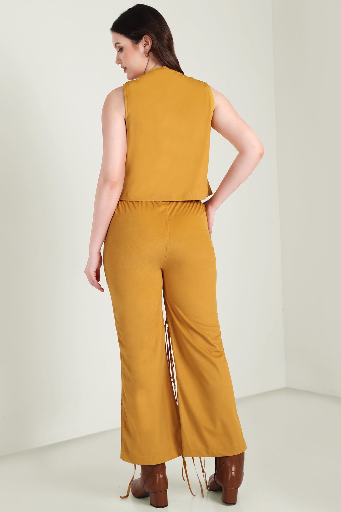 The Jolene Fringe Two Piece Set in Saddle Gold