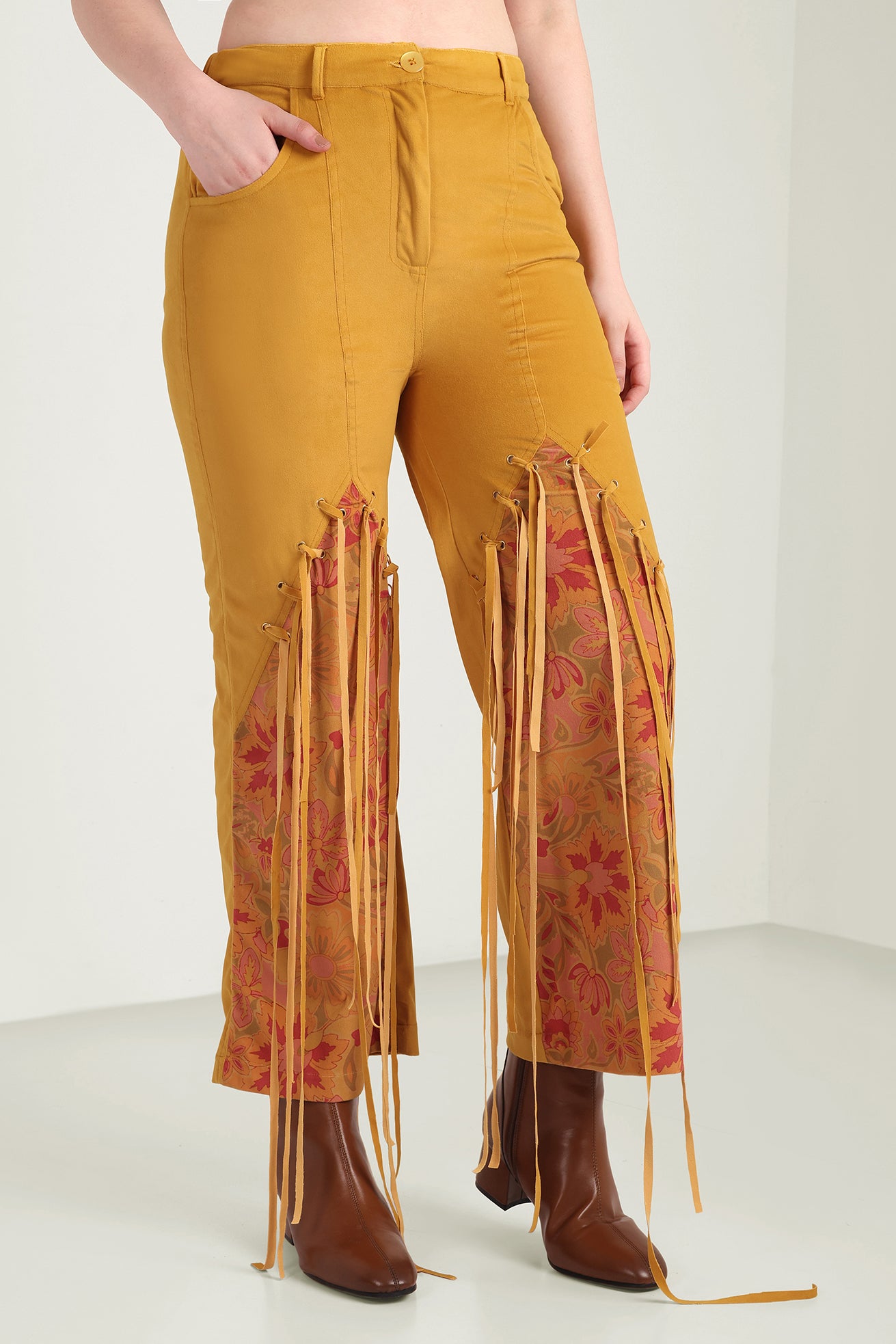 The Jolene Fringe Two Piece Set in Saddle Gold