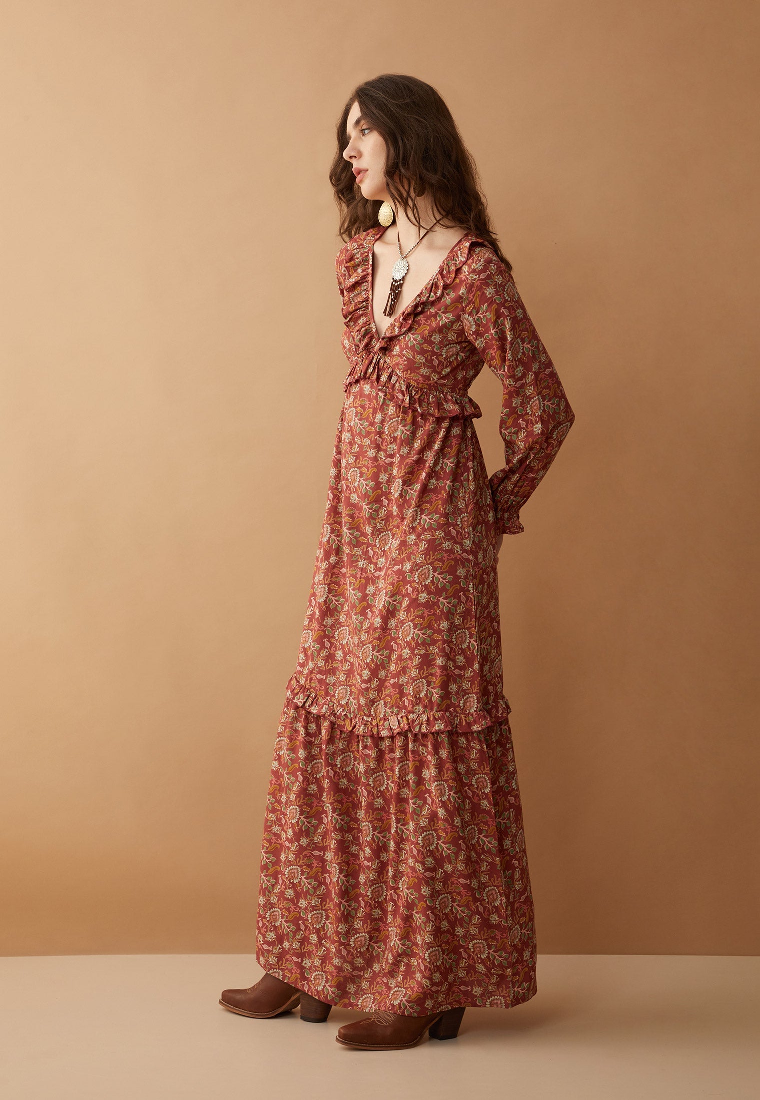 Bohera Camille V-Neck Ruffle Dress