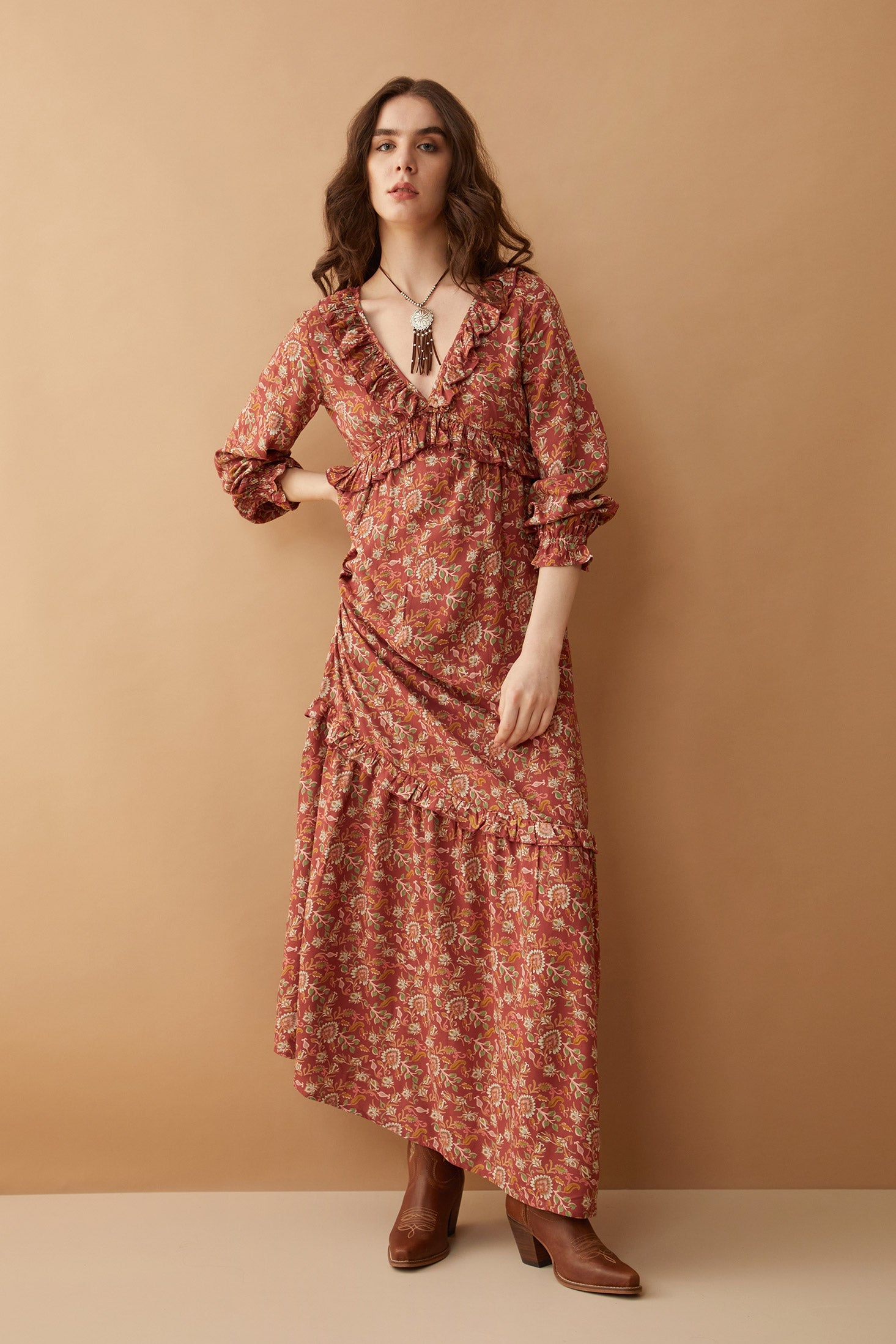 Bohera Camille V-Neck Ruffle Dress