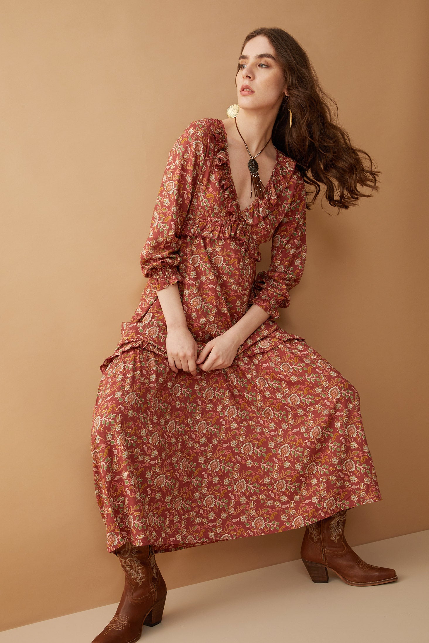 Bohera Camille V-Neck Ruffle Dress