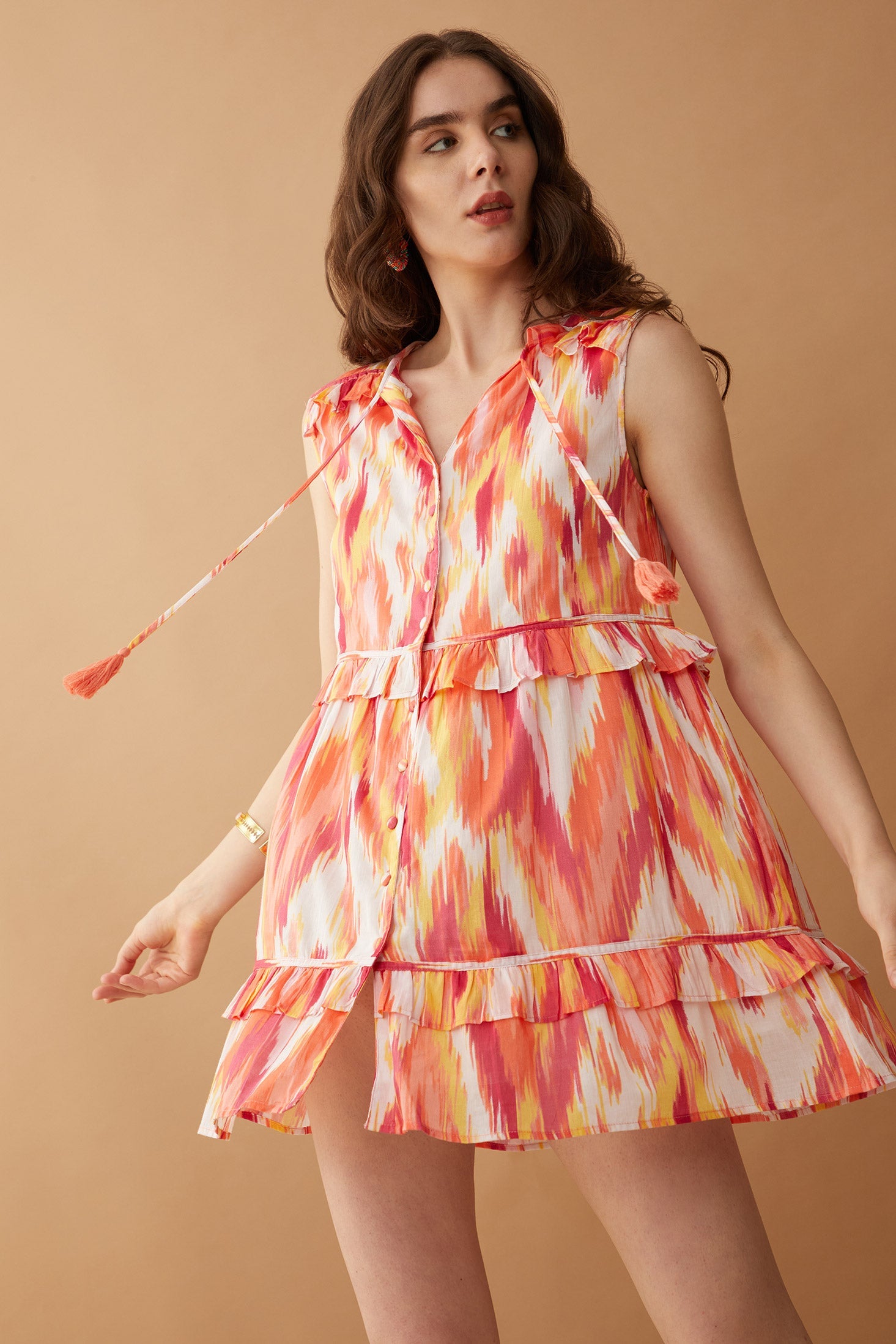 Bohera Color Delight Sleeveless Tiered Dress