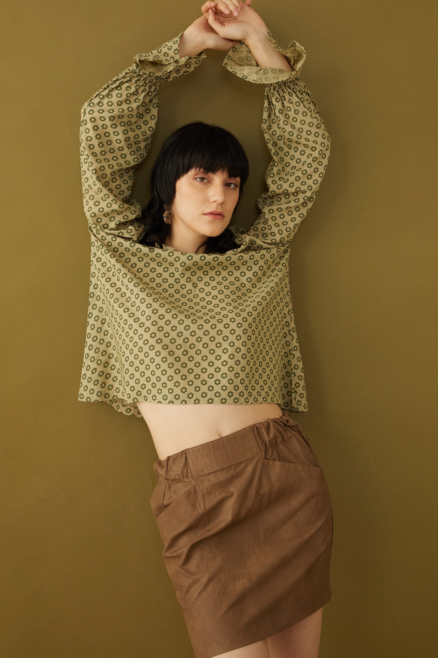 Bohera Oriana Accent Ruffled Sleeve Buttoned Top