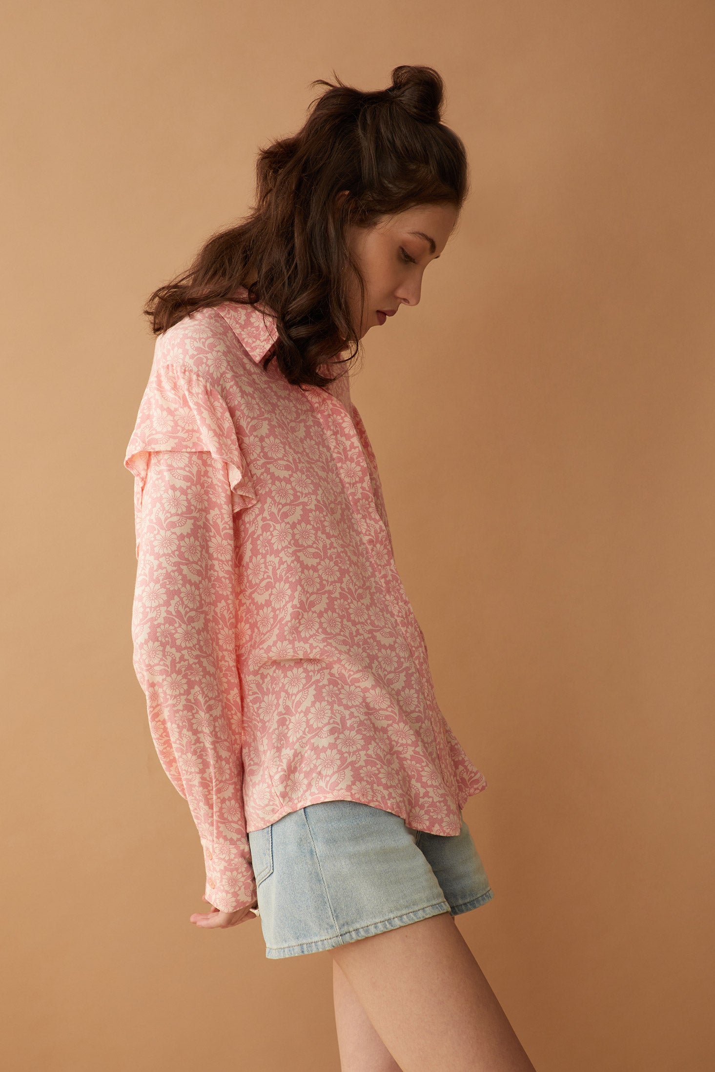 Bohera Talia Rae Floral Pattern Ruffle Shirt
