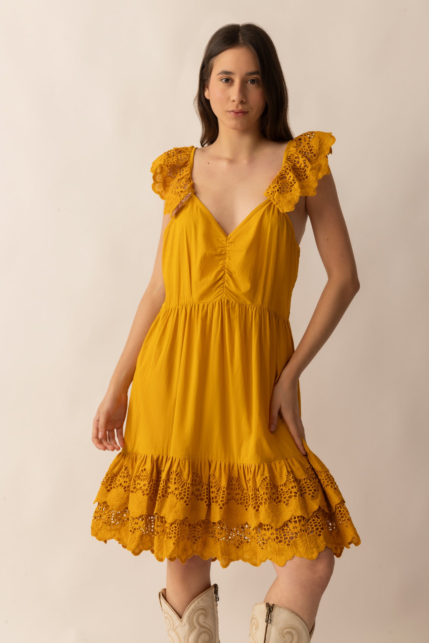 Goldie's Joy Dress In Mustard