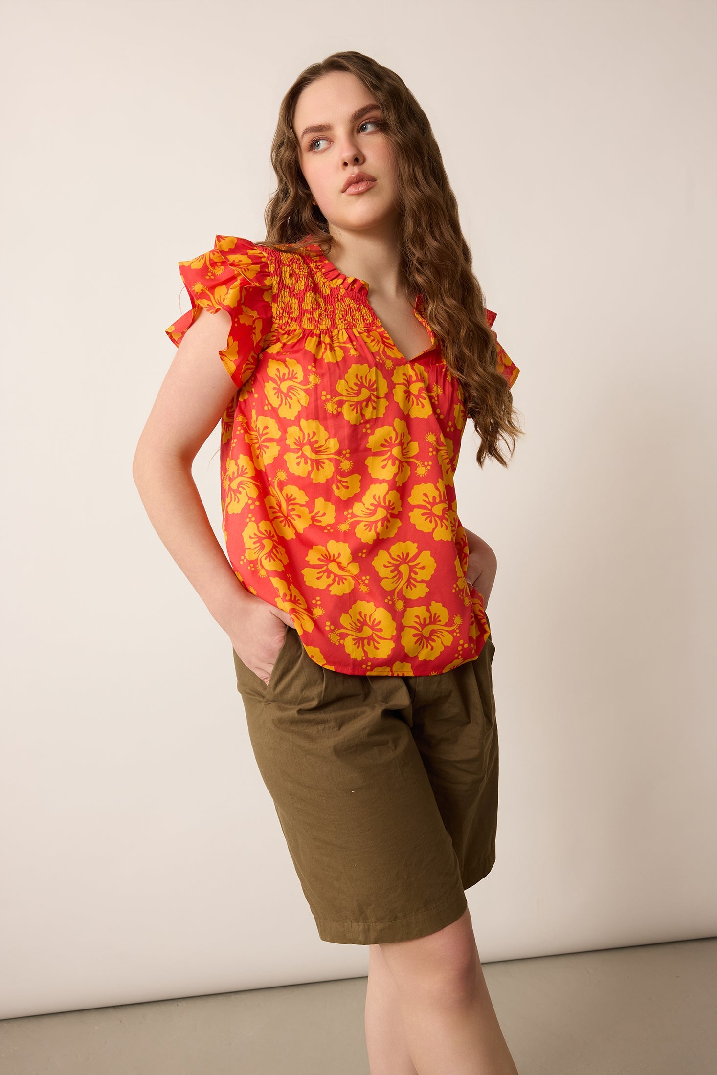Love of Lydia Floral Top In Orange