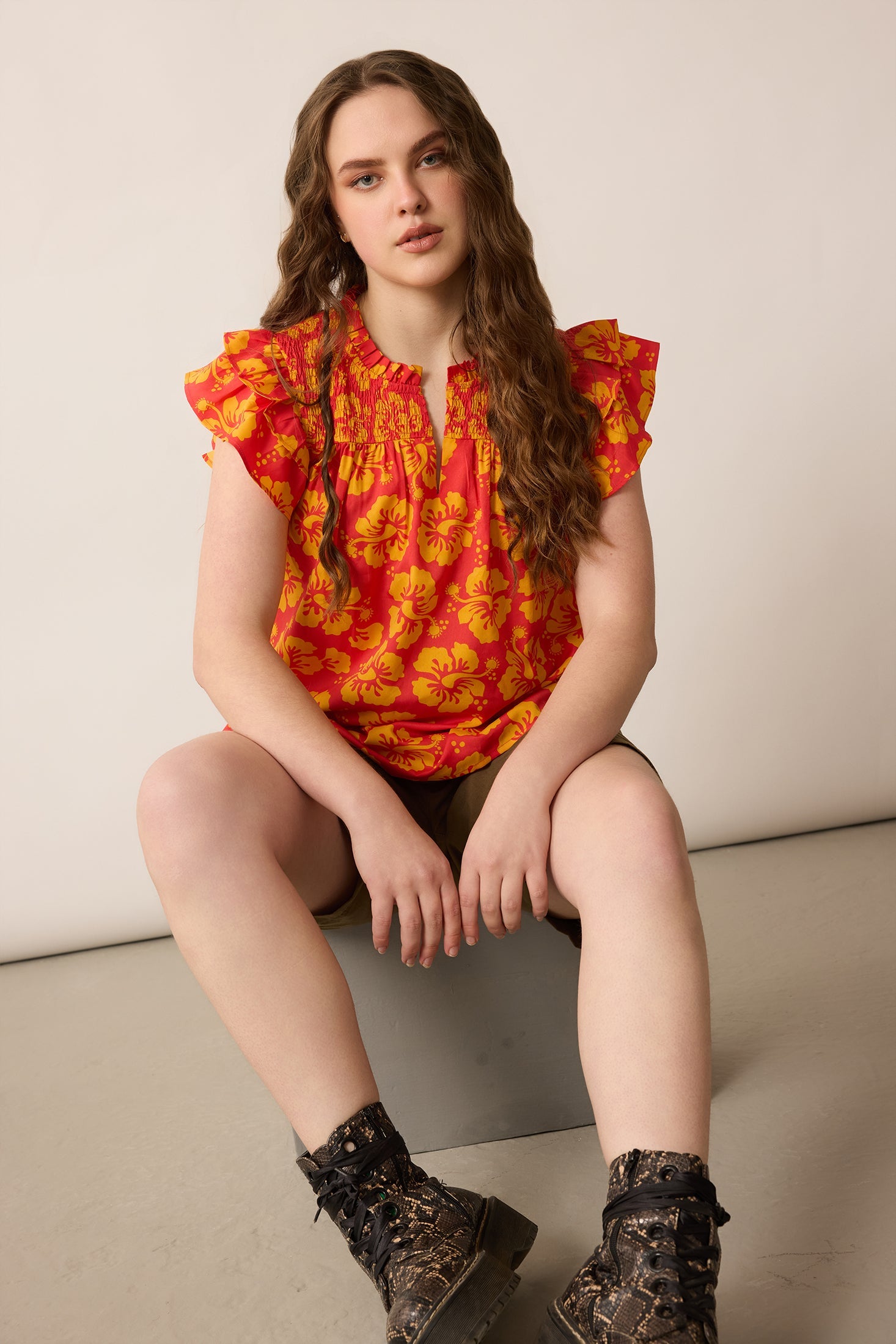 Love of Lydia Floral Top In Orange