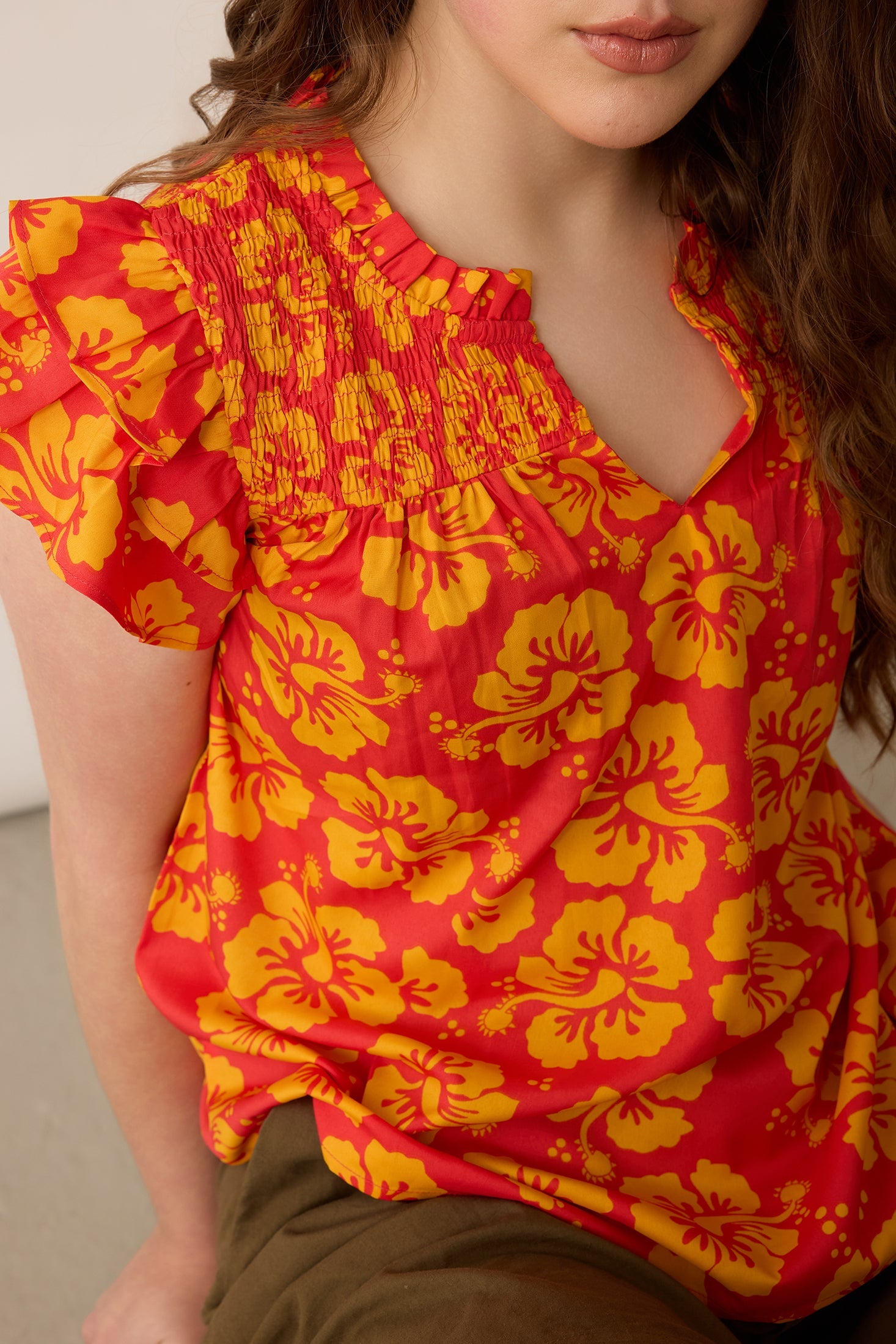 Love of Lydia Floral Top In Orange