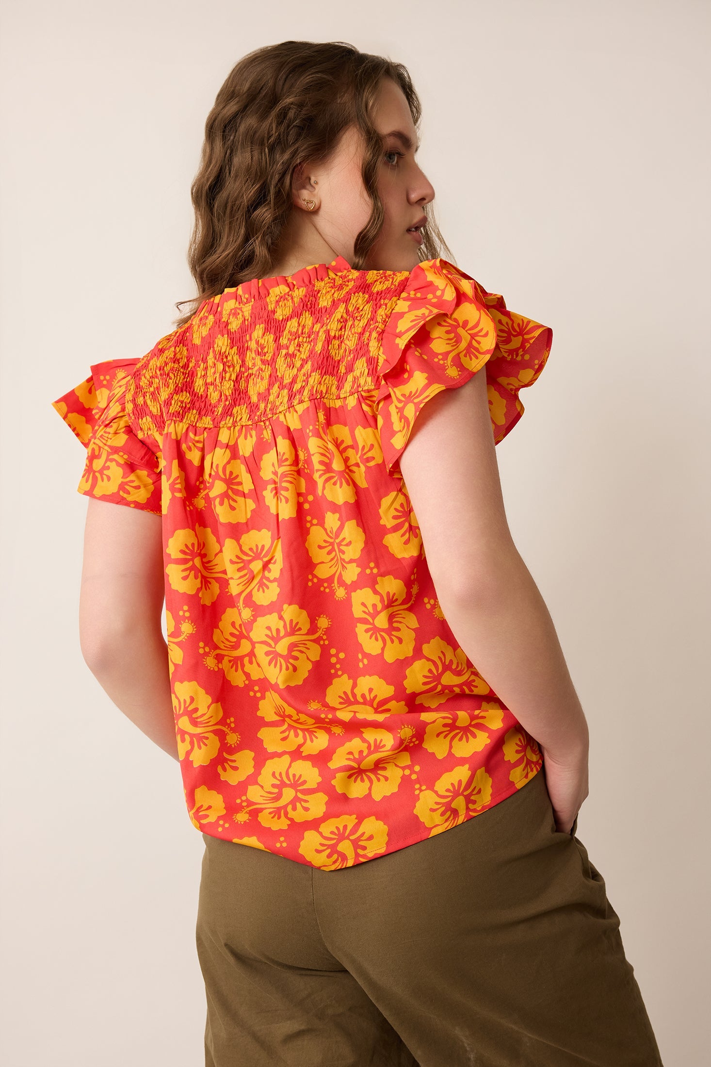 Love of Lydia Floral Top In Orange