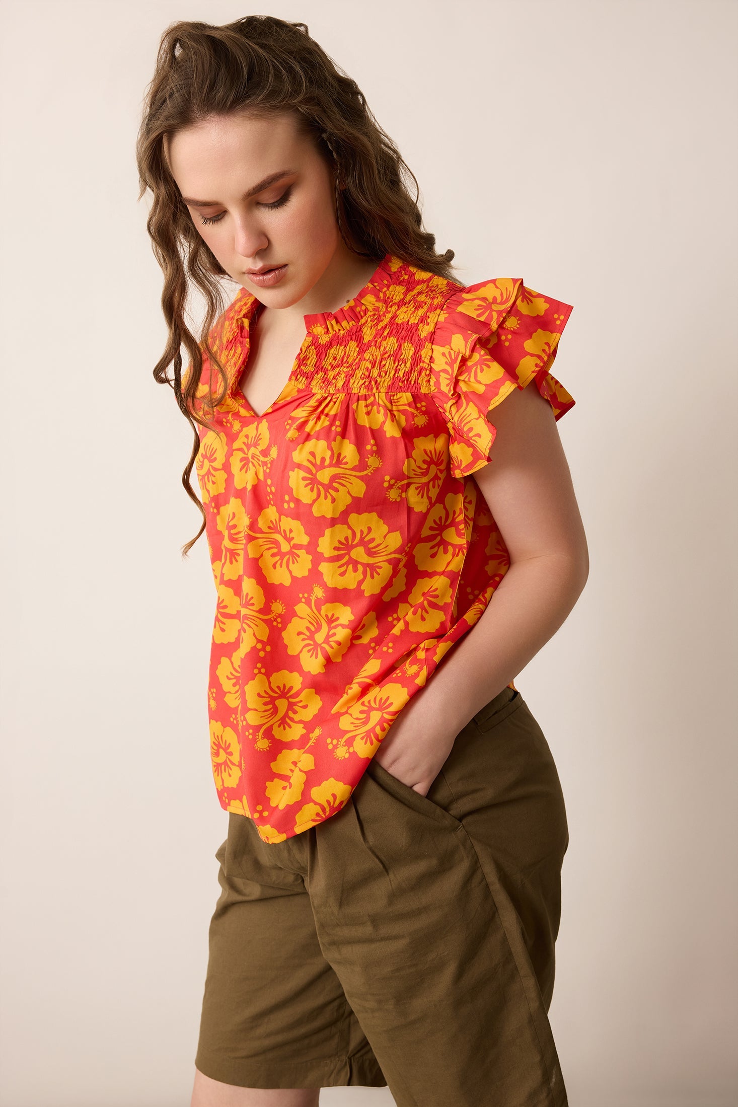 Love of Lydia Floral Top In Orange