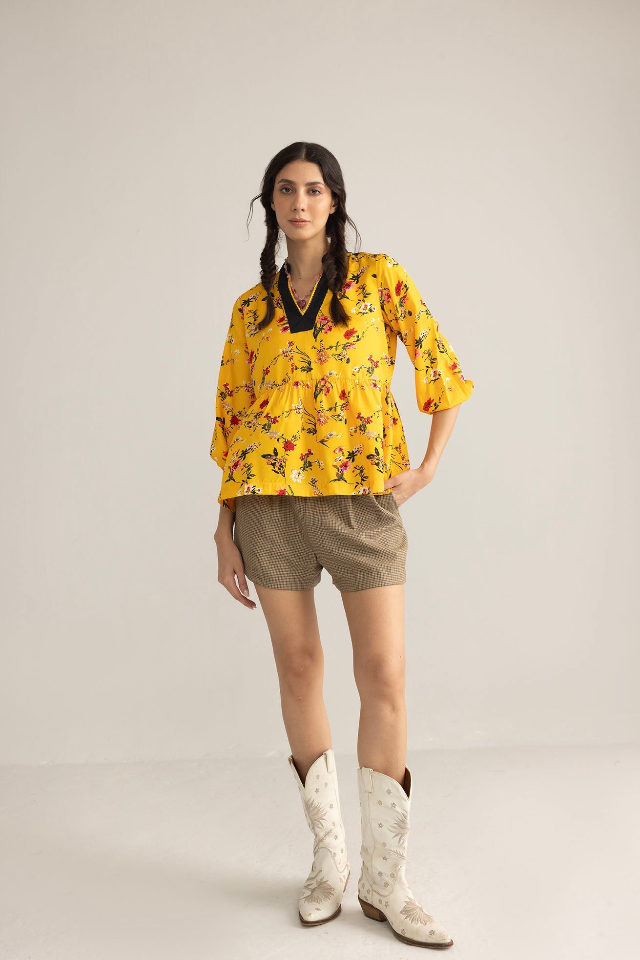 Zinnia Blaze Tunic Top in Marigold Rush