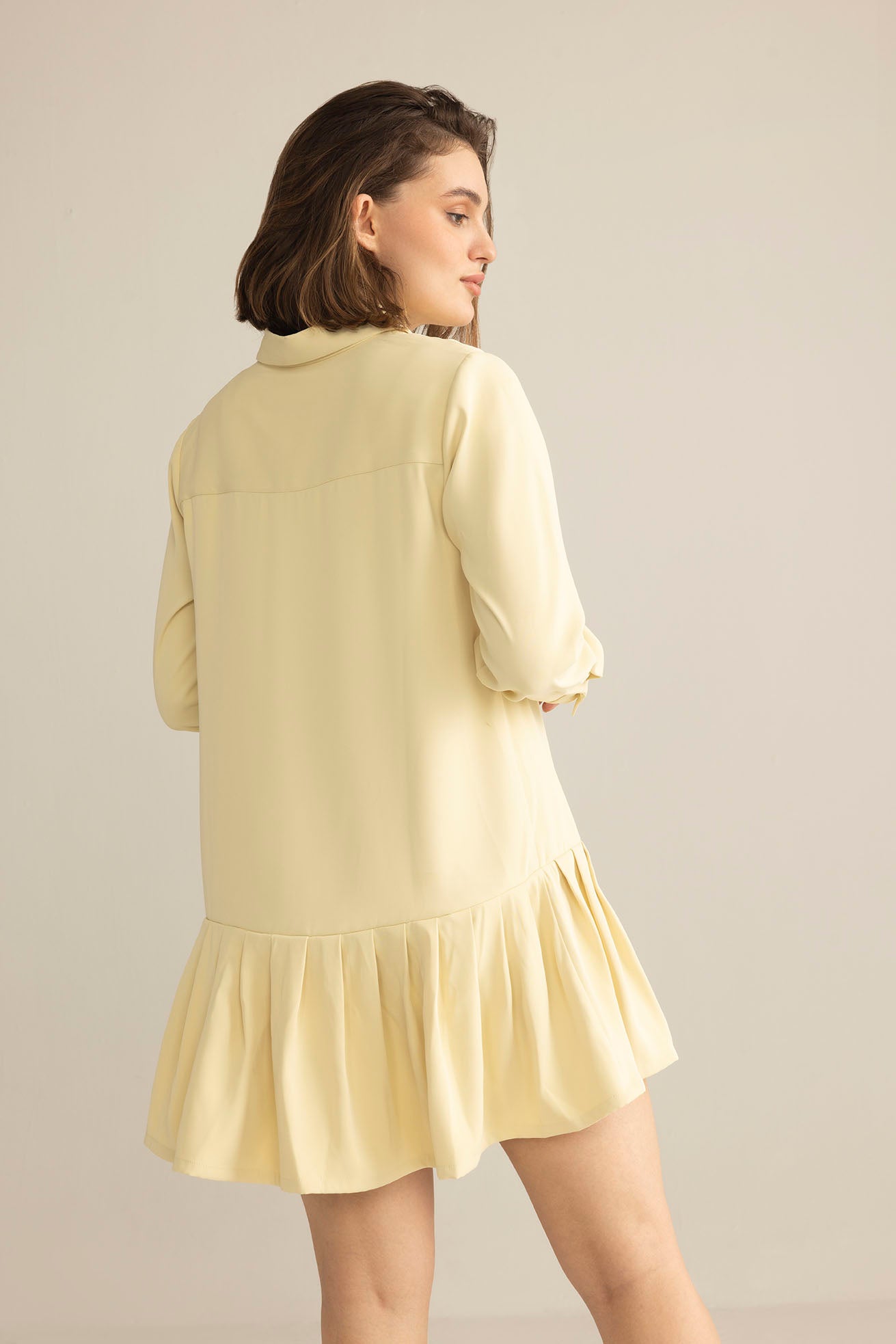Blush Hour Pleated Mini Dress in Chino Green