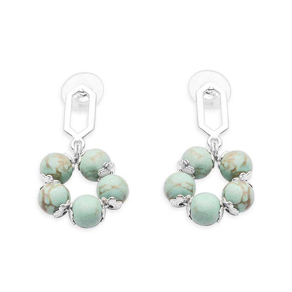 Five Petals Earrings In Sea Green