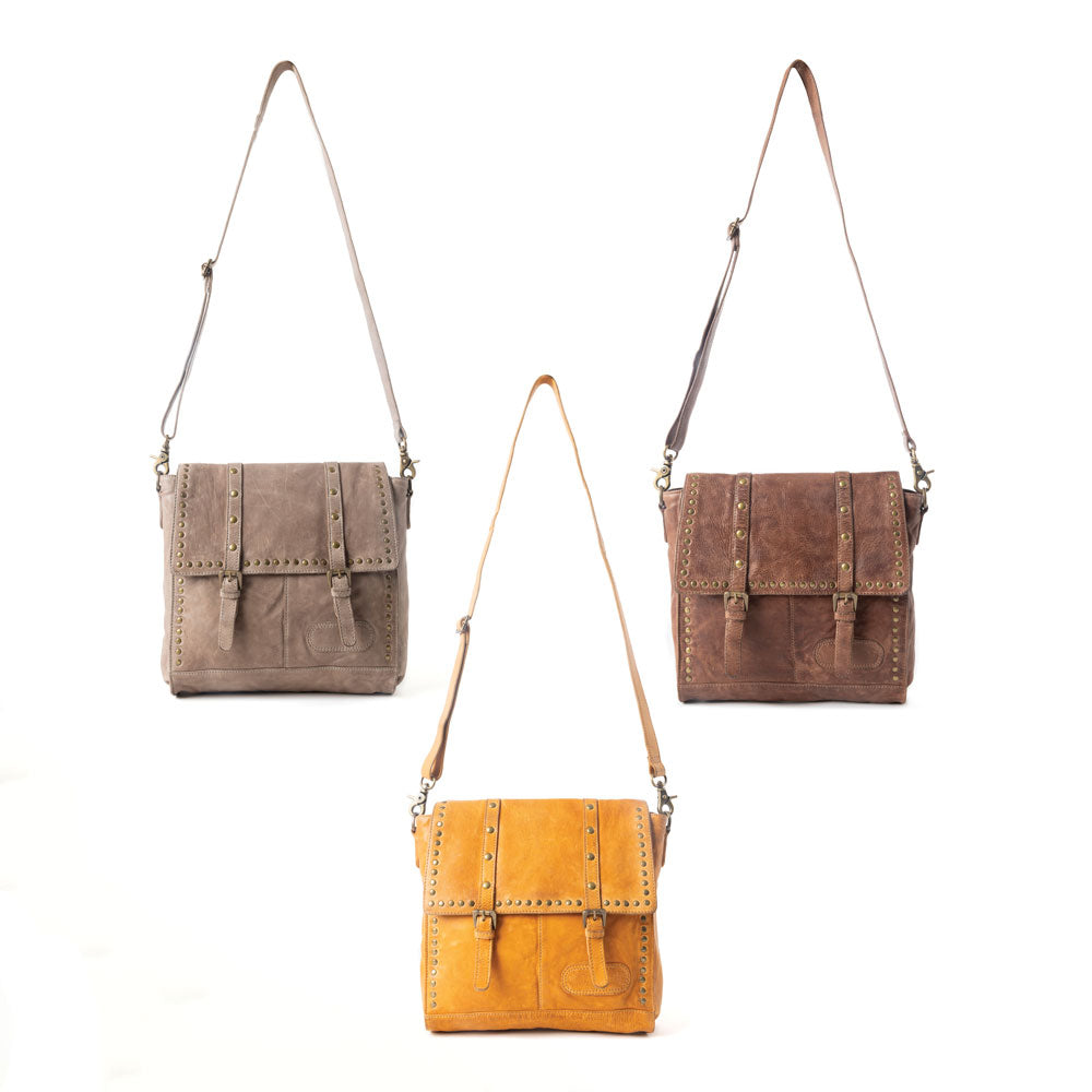 Western Rune Leather Crossbody Bag in Ashwood Tan