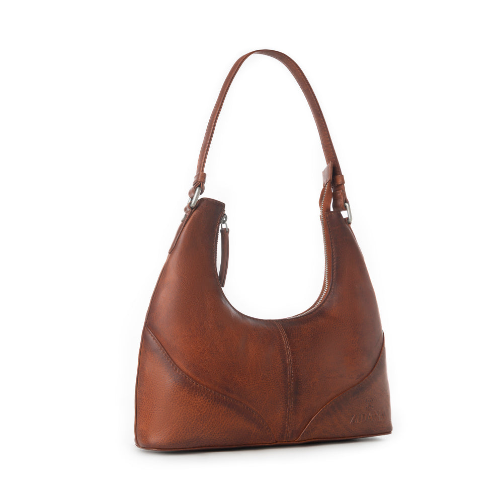 Myra Zidana Winchester Loop Veg Tanned Leather Shoulder Bag in Maple Glaze