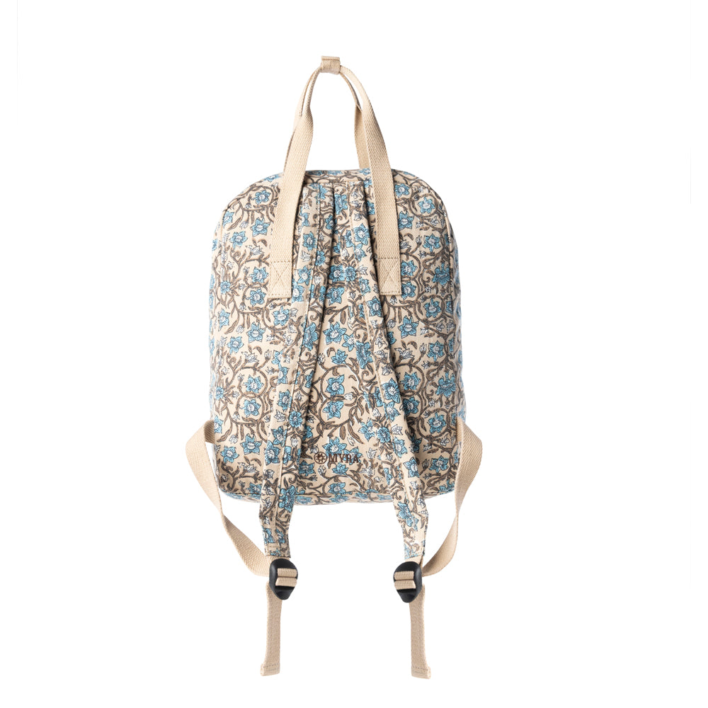Pine Meadow Cotton & Leather Crossbody Bag in Natural & Blue Floral