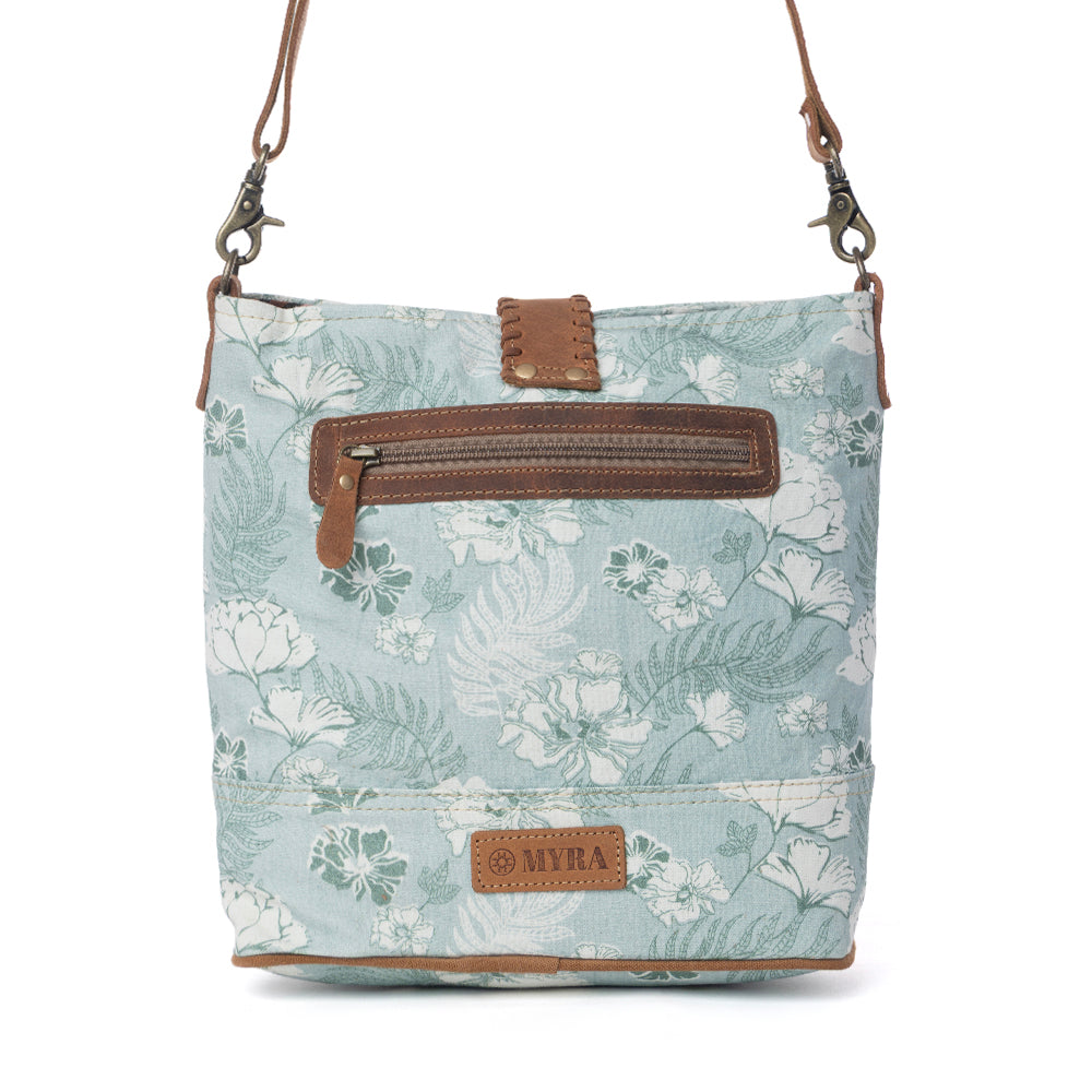 Sagefield Cotton & Leather Shoulder Bag in Mint Brown