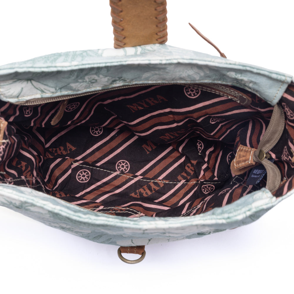 Sagefield Cotton & Leather Shoulder Bag in Mint Brown