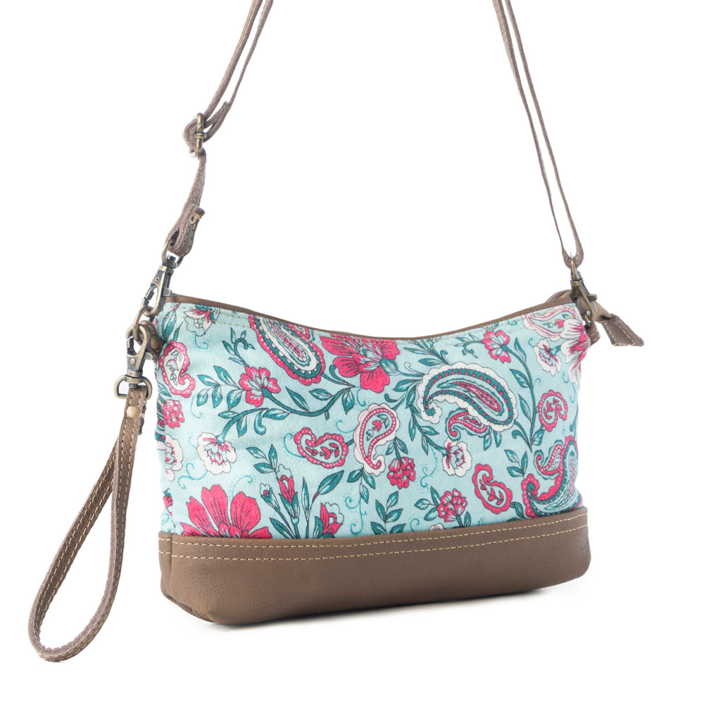 Wild Posy Crossbody Bag for Women in agave with print detail