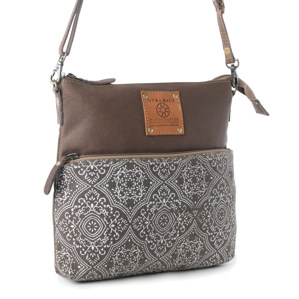 Wildprint Trail Vintage Crossbody Bag for Women in olive with tile detail