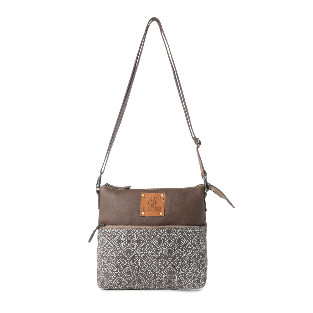Wildprint Trail Vintage Crossbody Bag for Women in olive with tile detail