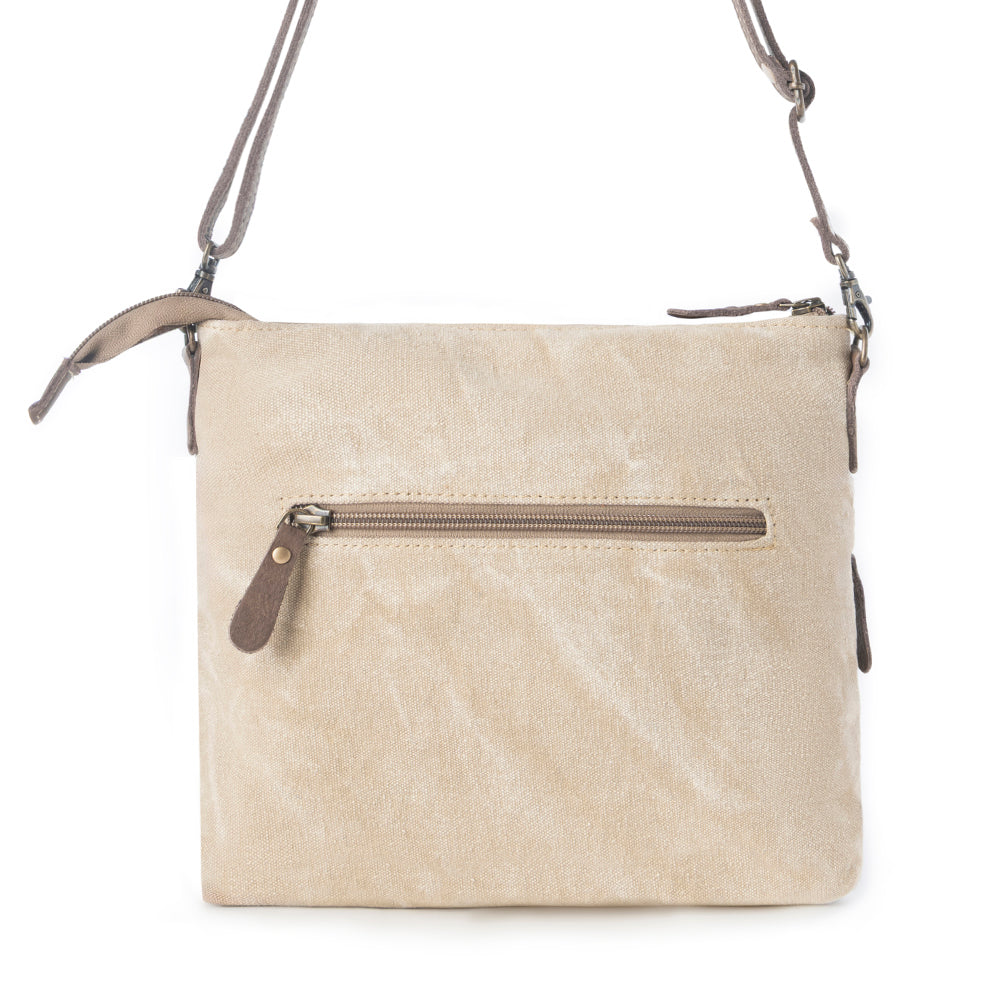 Wildprint Trail upcycled canvas crossbody Bag for Women in ivory with vintage print