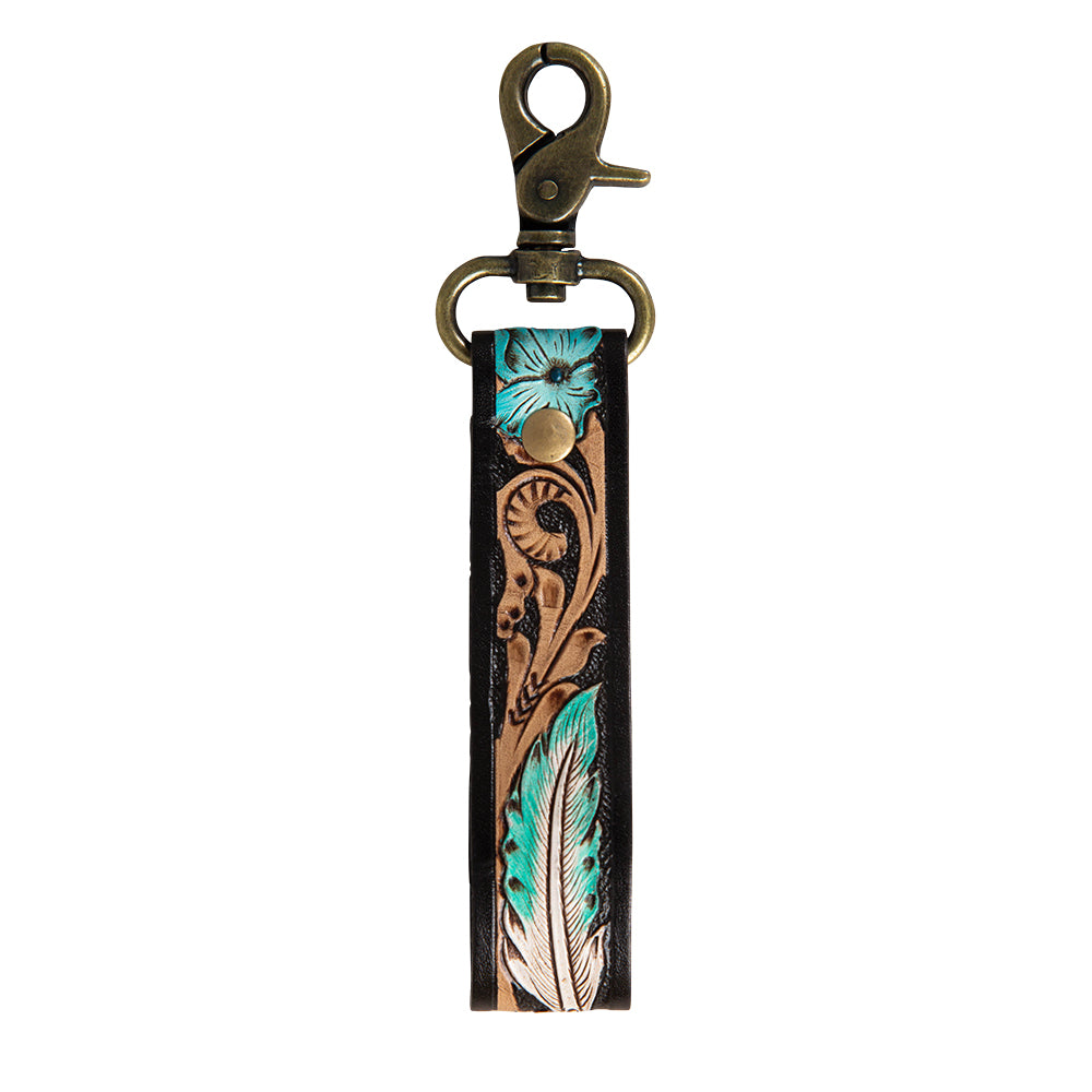 Canyon Feather Hand-Tooled Key Fob