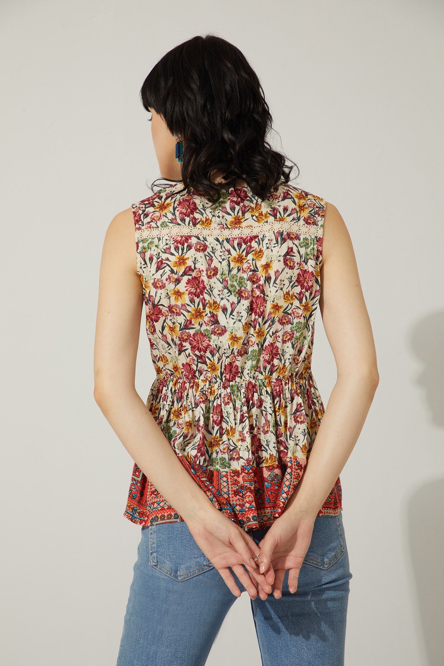 Bohera My Flower Sleeveless Peplum Top