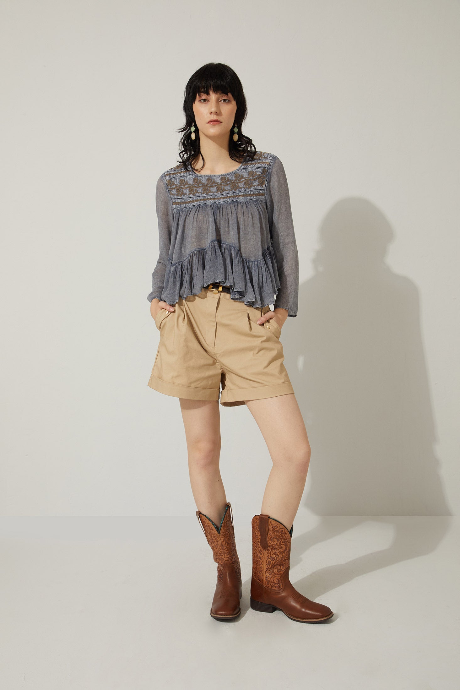 Bohera Moana Embroidered Washed TOP