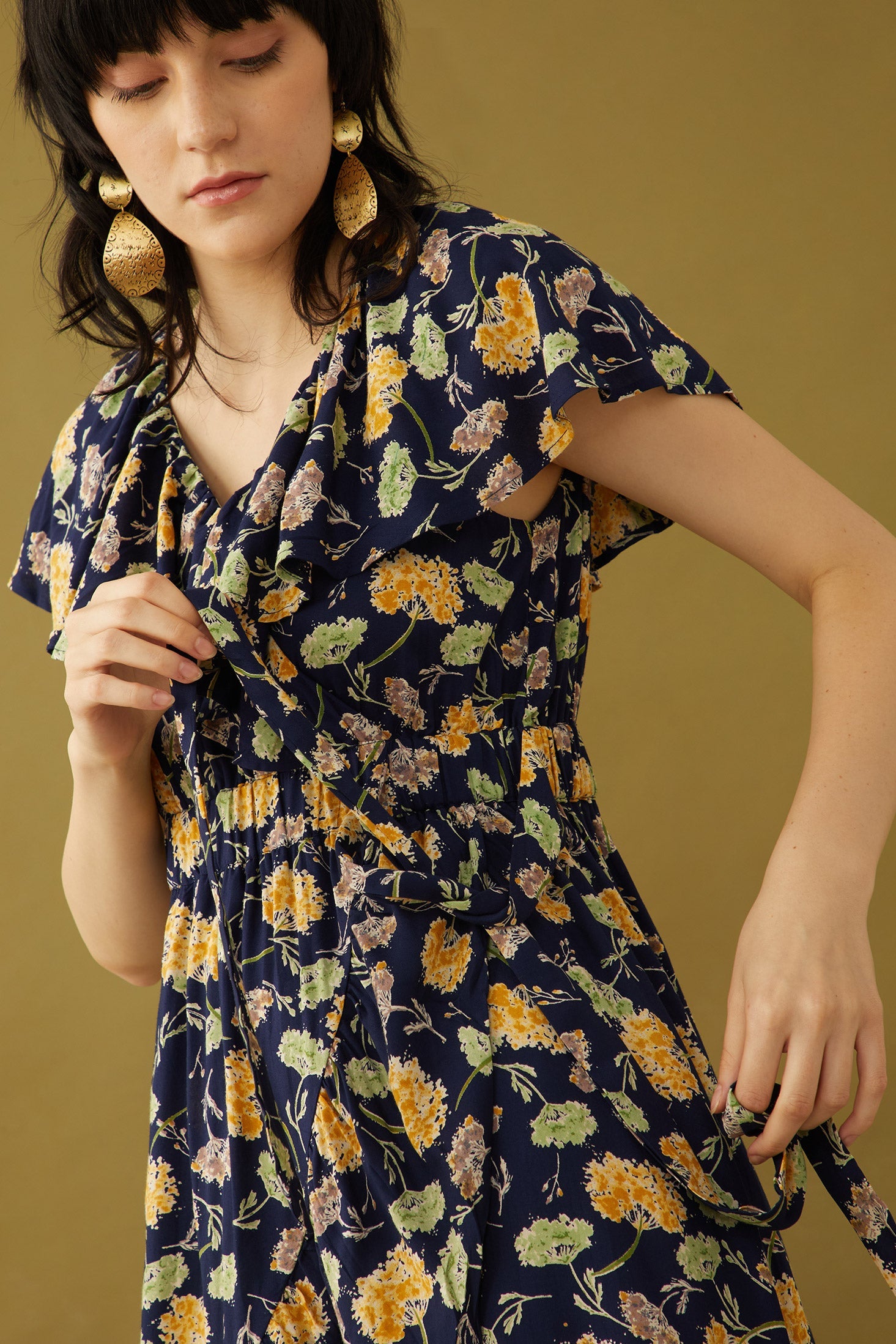 Bohera Marjorie Mellum Wrap-Over Floral Print Dress