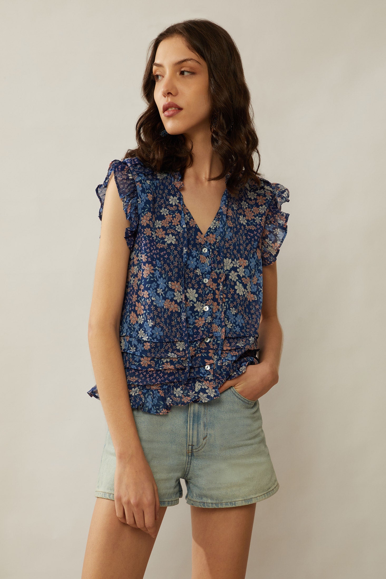 Bohera Dina Coco Floral Pleated Top