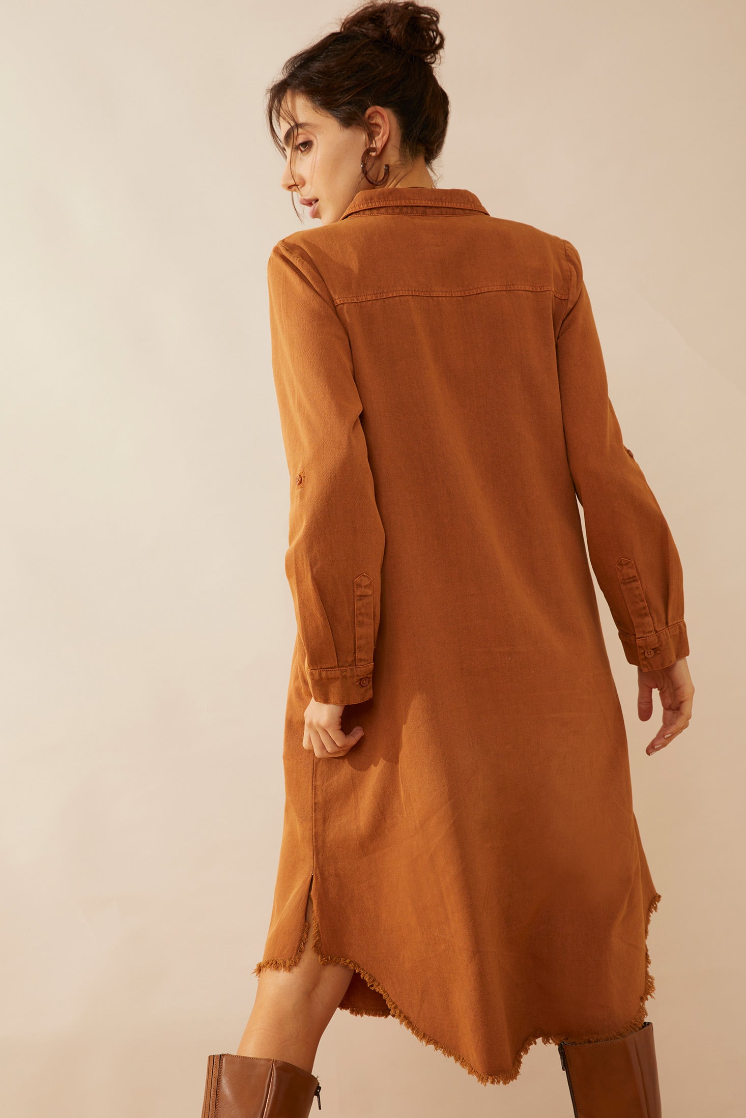 Jaipena Shirt Dress In Golden Sand