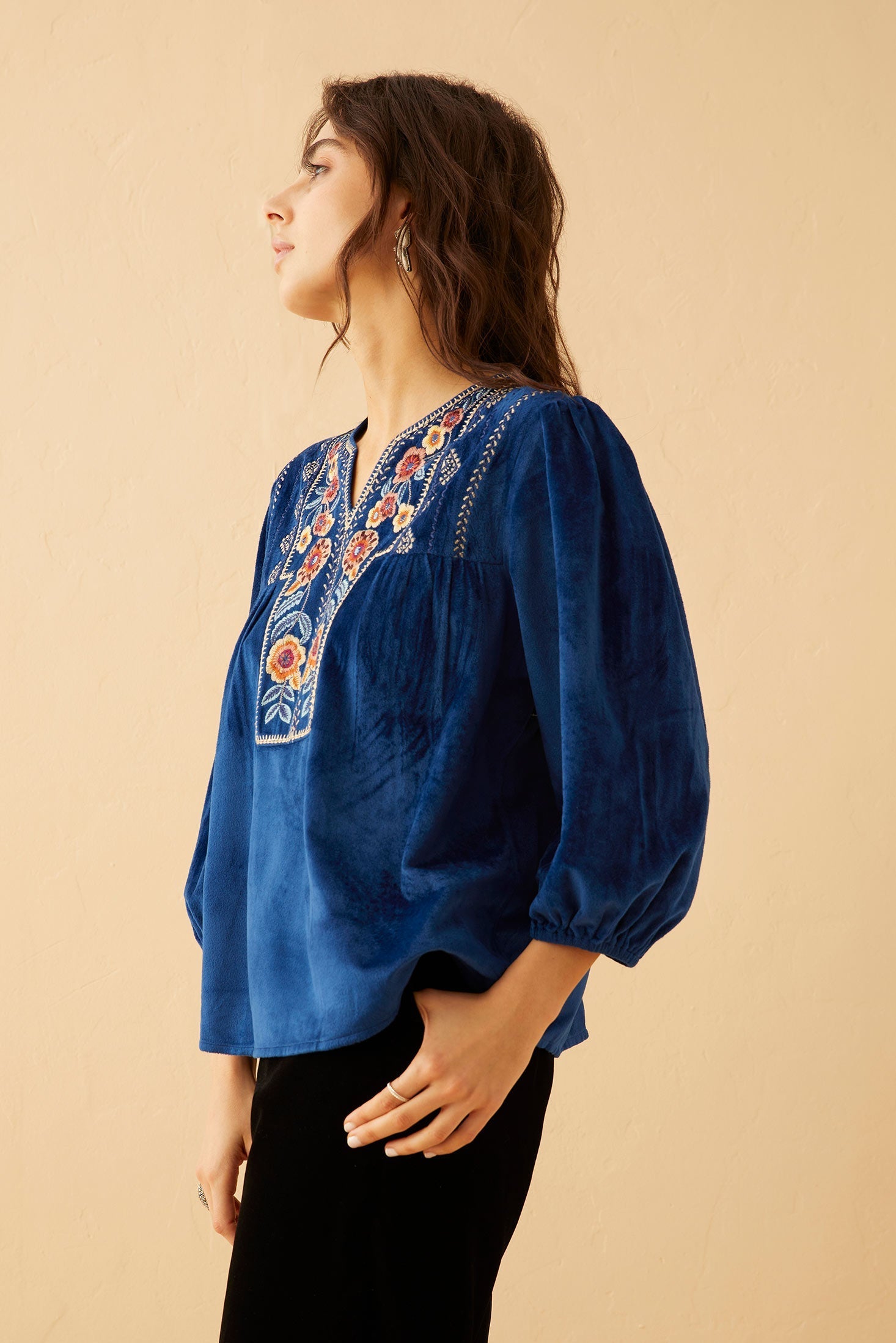 Juliana Azure Embroidered Top