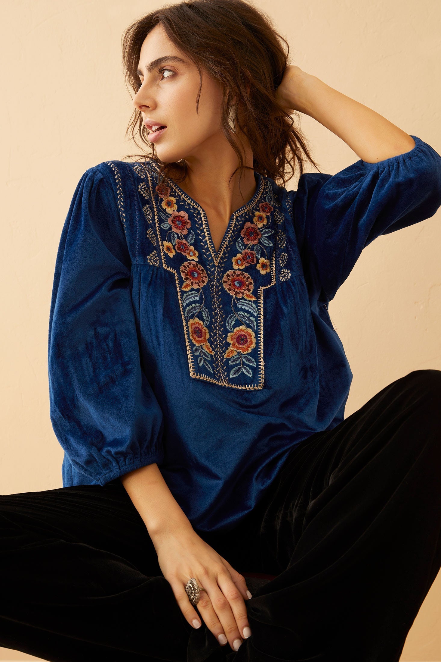 Juliana Azure Embroidered Top