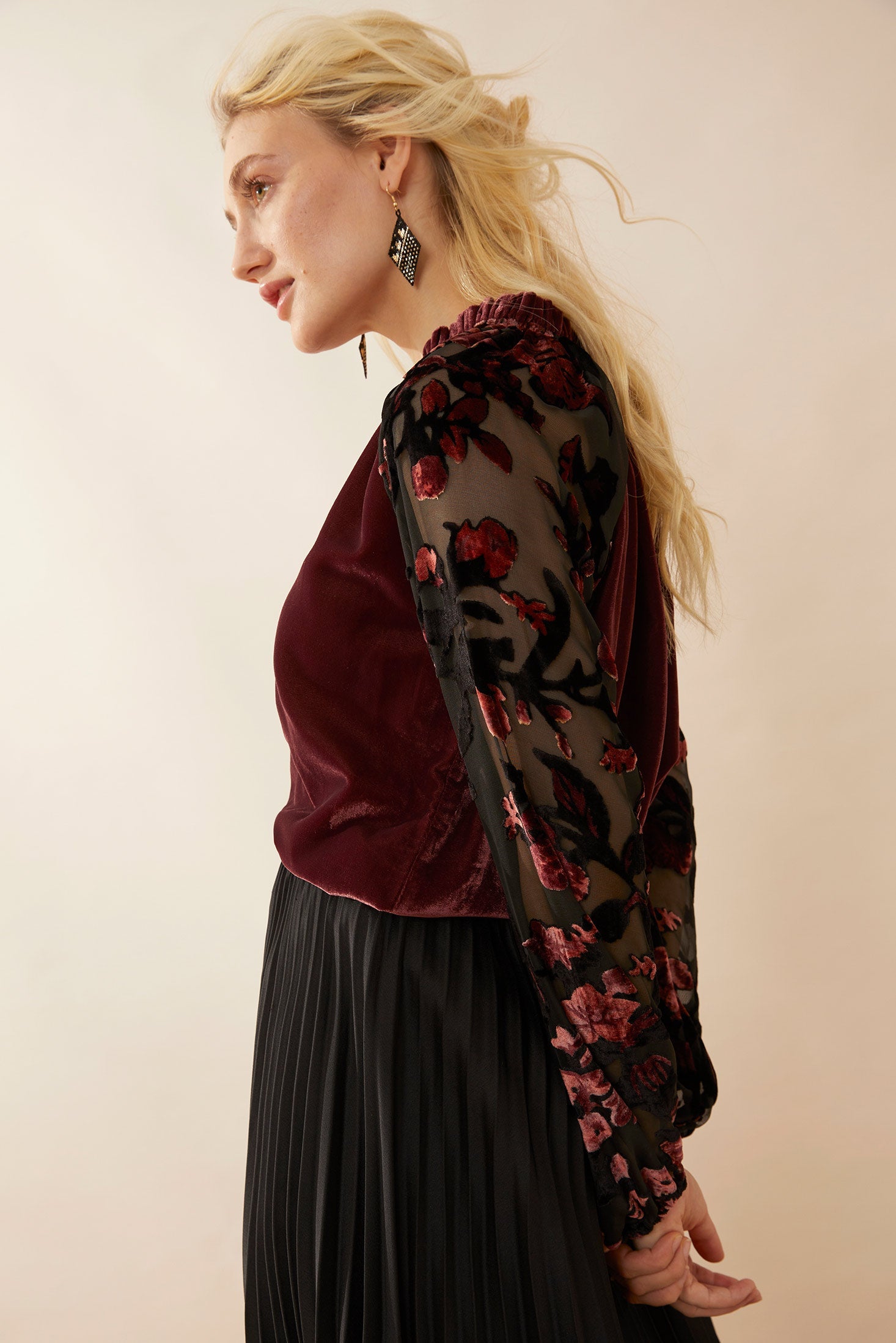 Marthia Velvet V-Neck Top