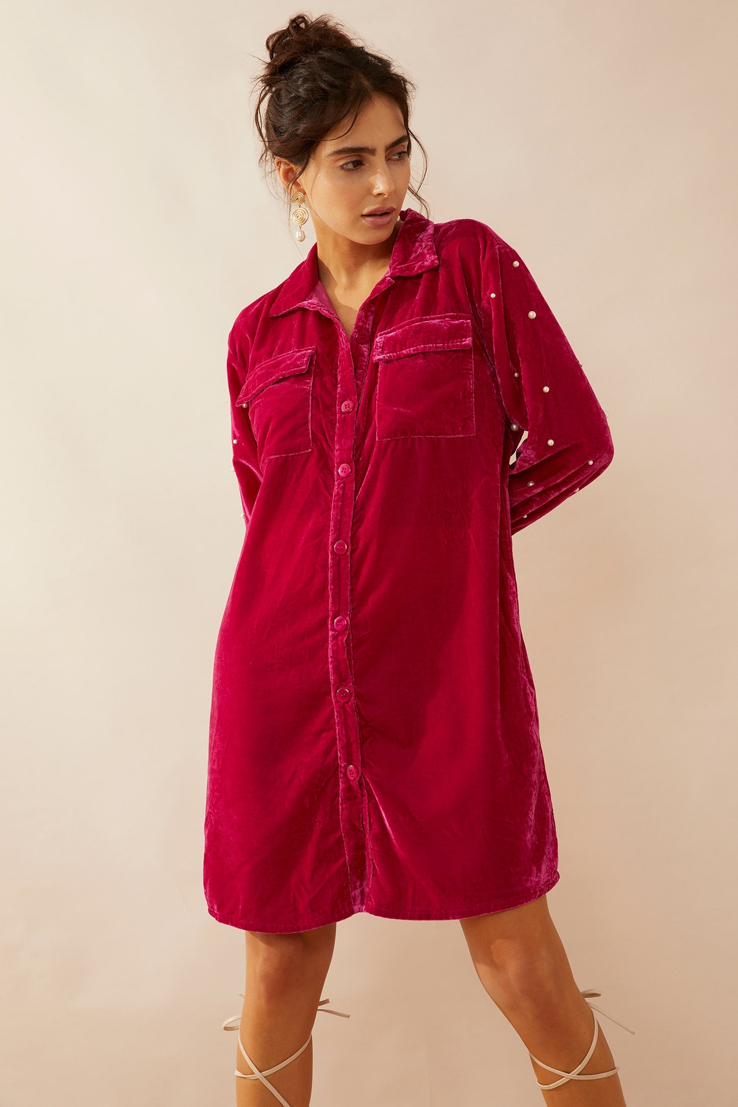 Victoria Velvet Shirt Dress