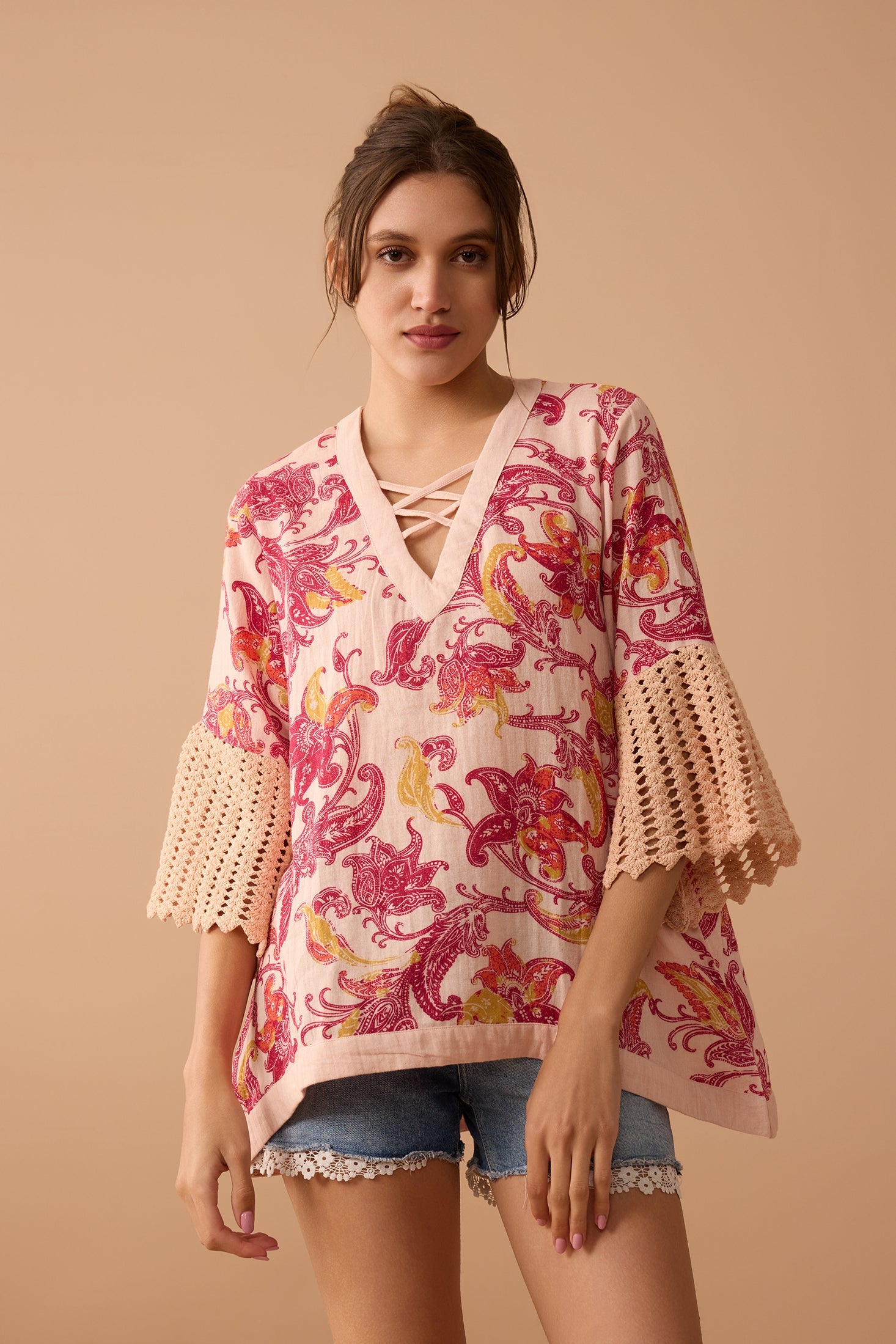 Ashley Flutter Top In Pink