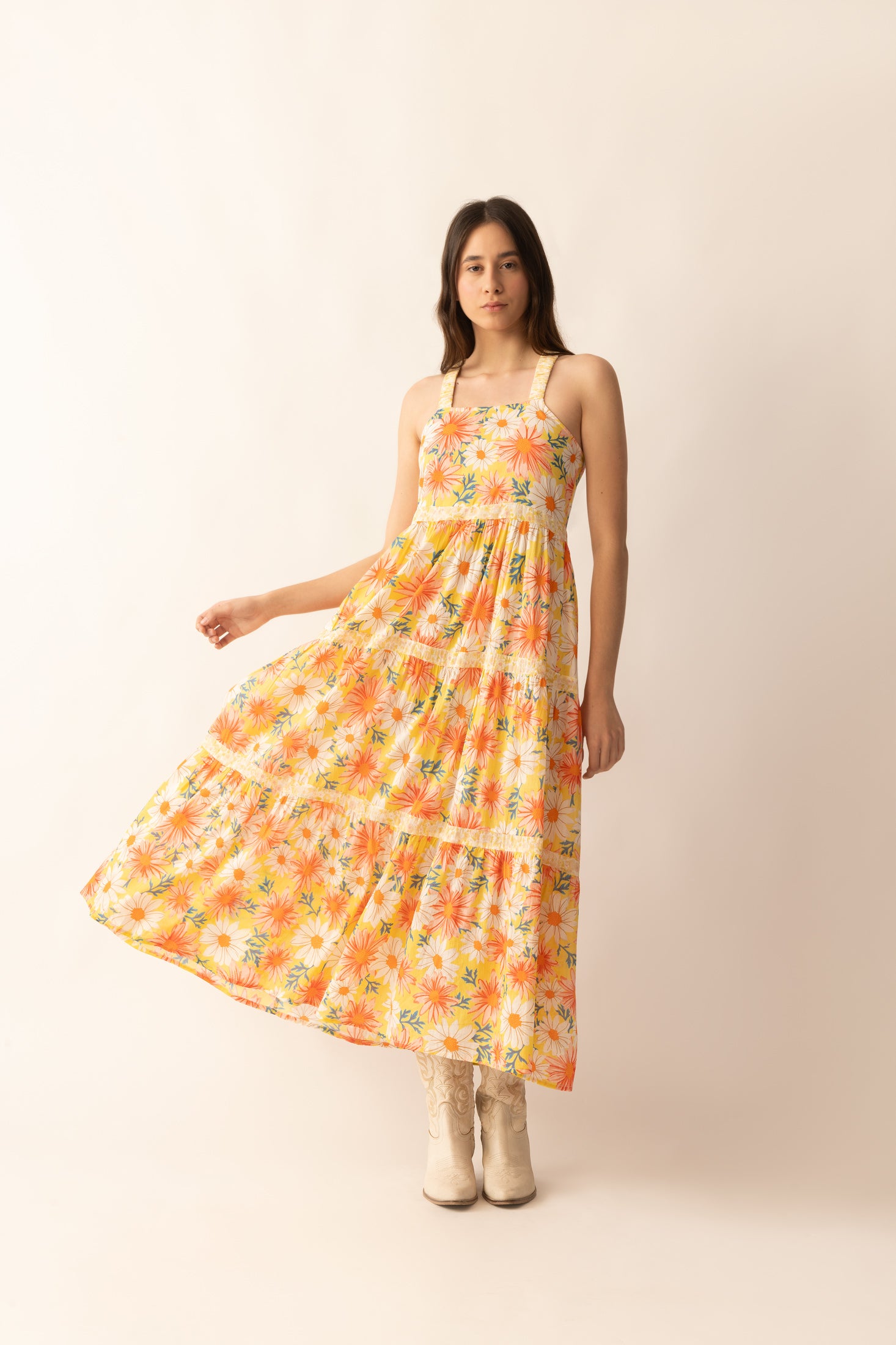 Adelaide Blossom Dress In Orange