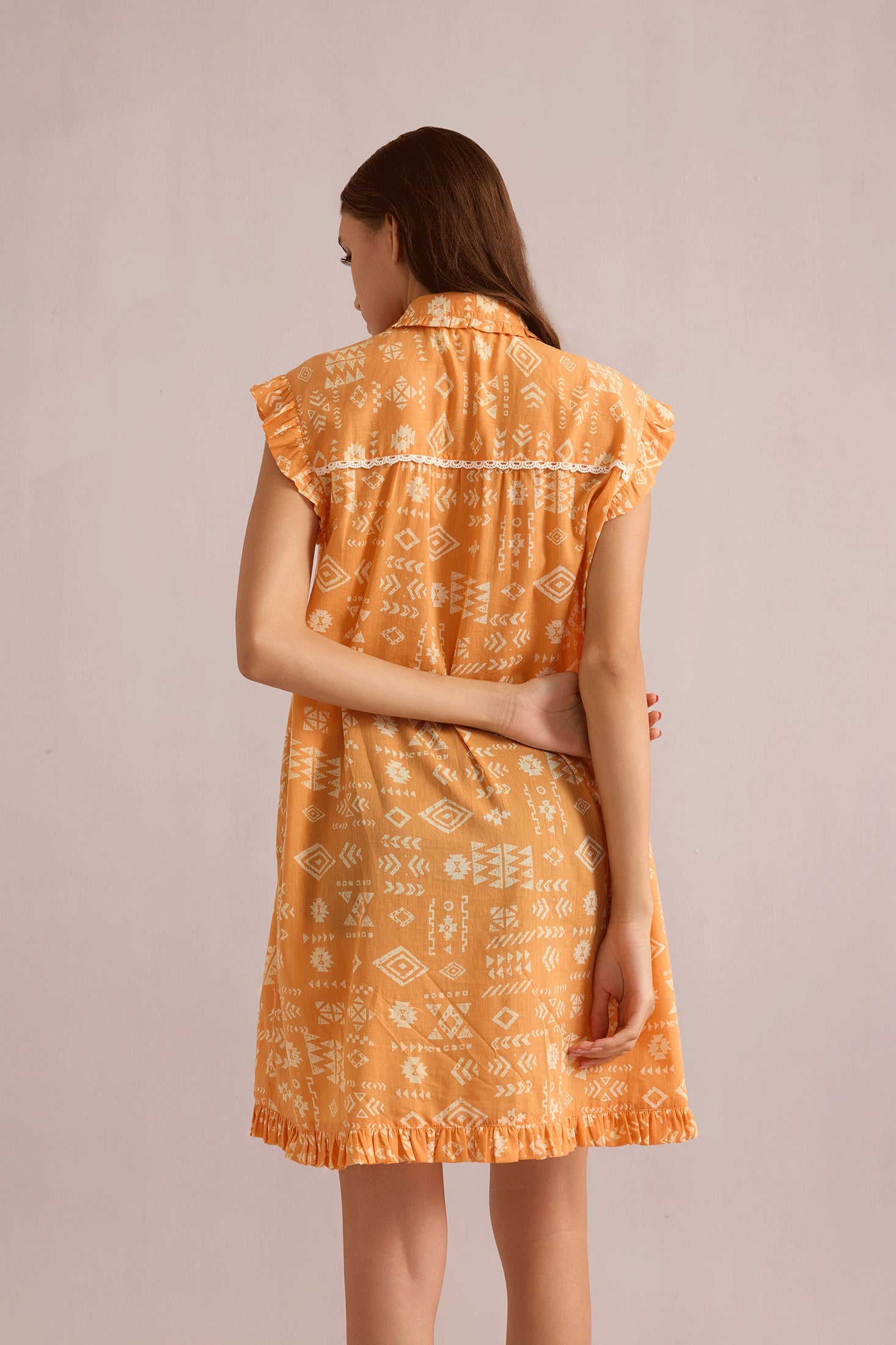 Kimberly Geometric Dress In Orange