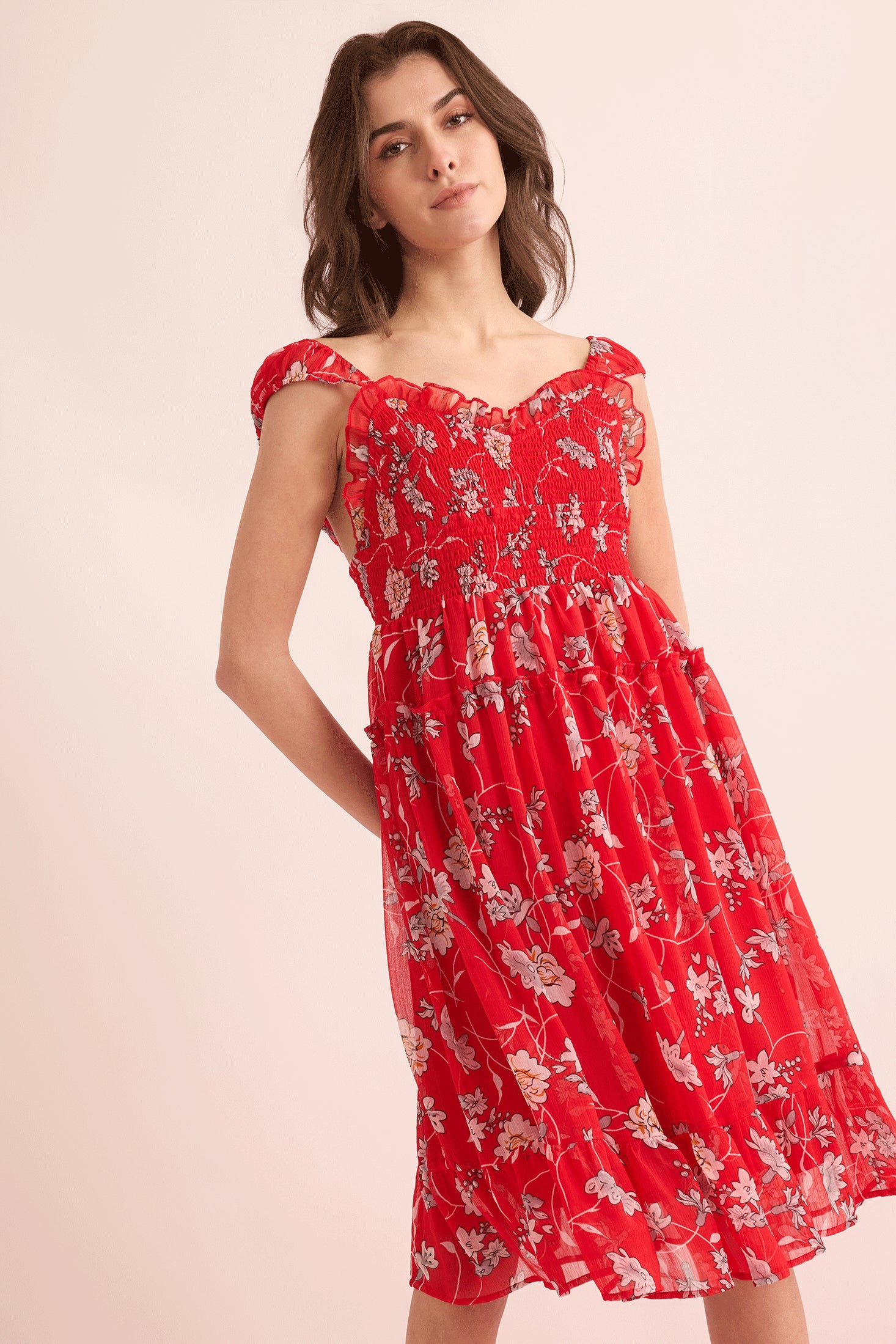 Rosalee's Meadow Dress In Red