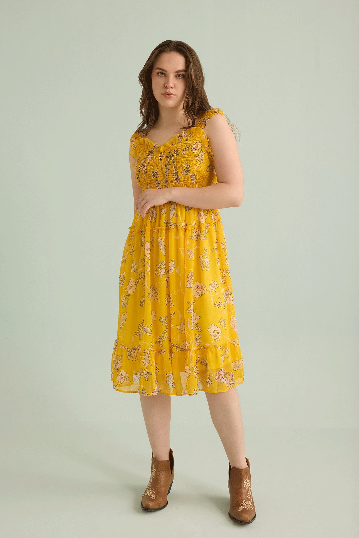 Rosalee's Meadow Dress In Yellow