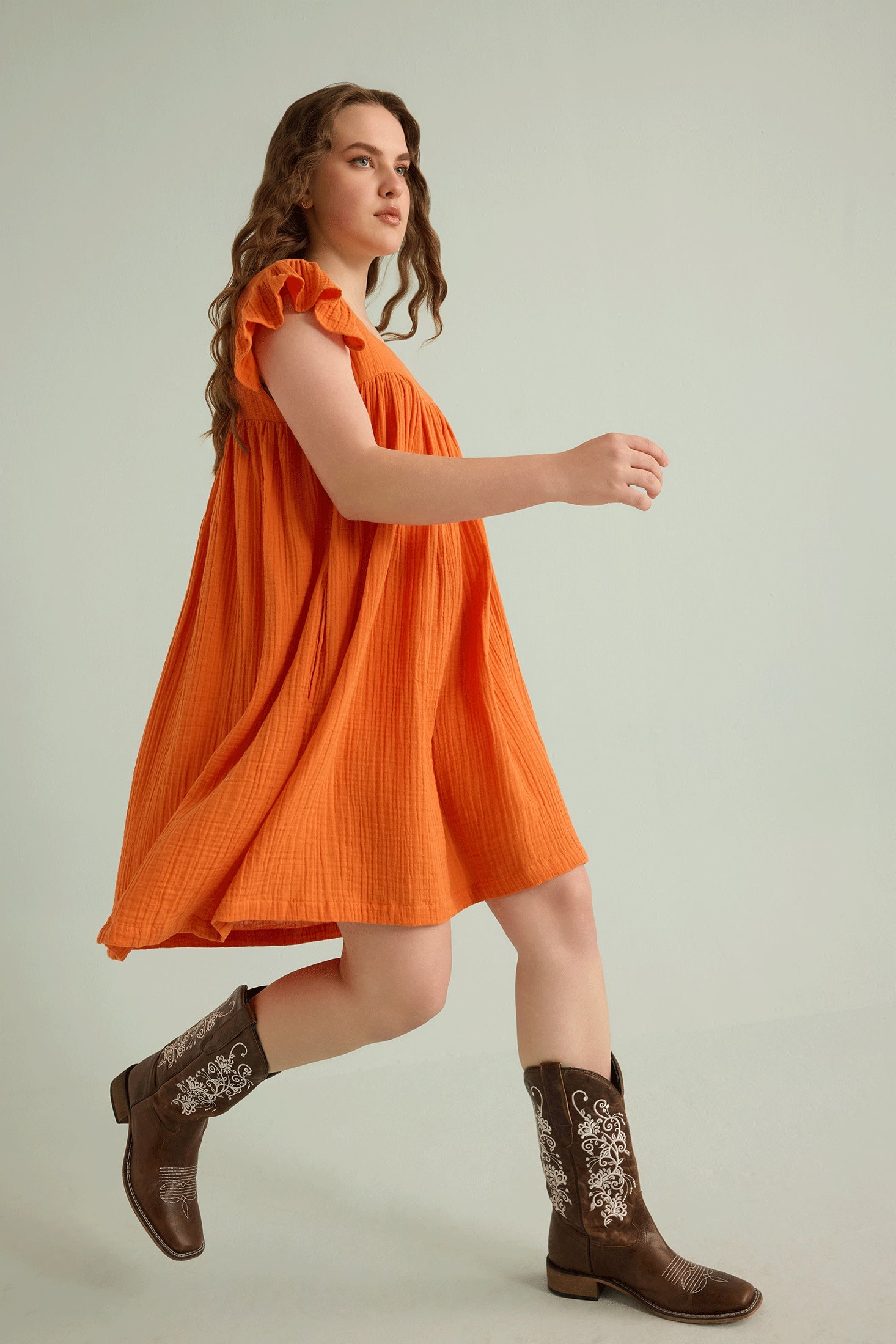 Ava's Hope Babydoll Dress In Orange