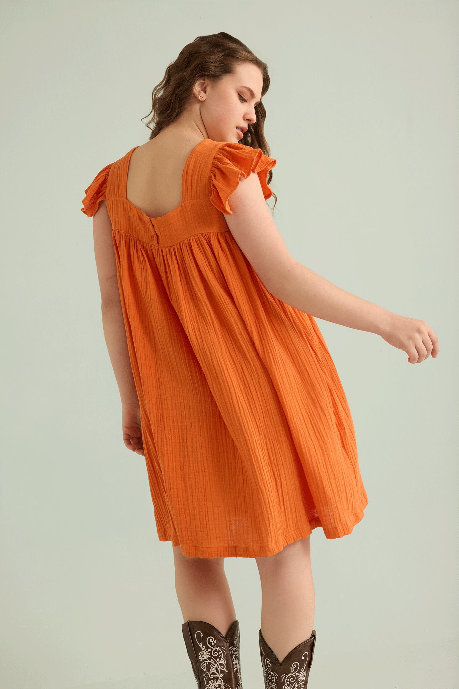 Ava's Hope Babydoll Dress In Orange