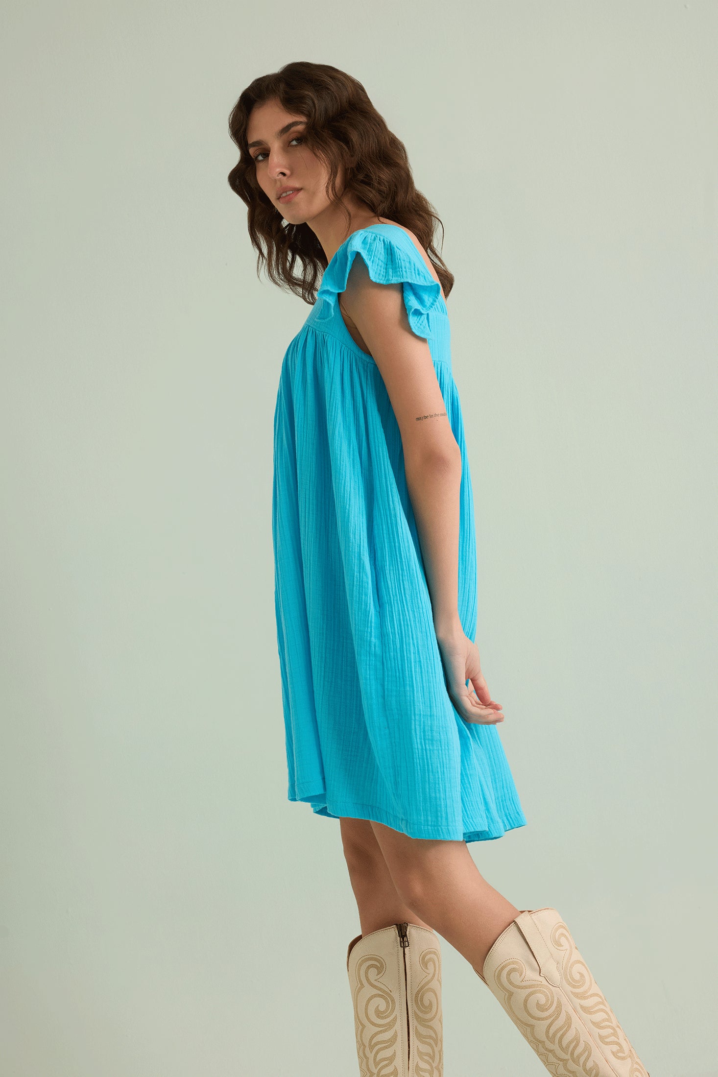 Ava's Hope Babydoll Dress In Blue