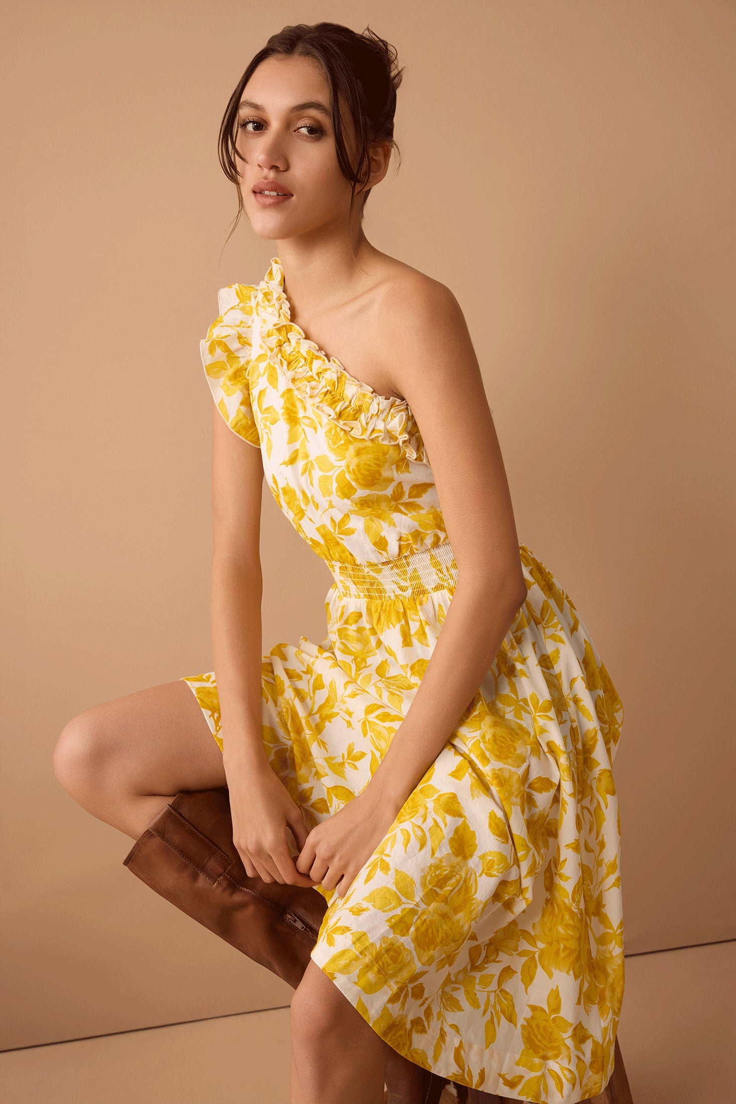 Jasmine Smile Assymetrical Dress In Yellow