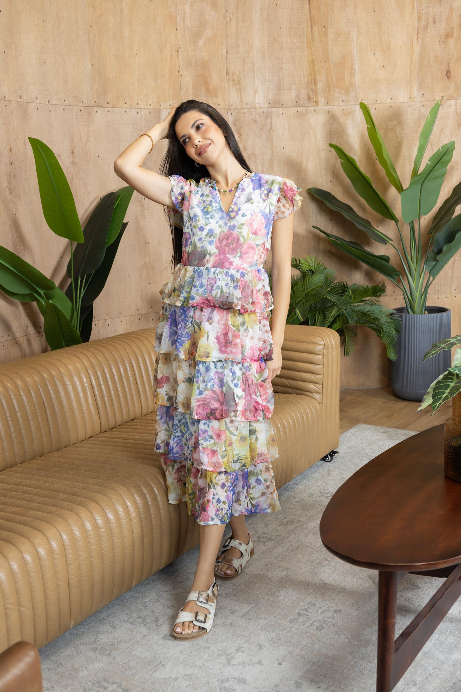 Rachel Floral Peplum-Style Dress In Multi Color