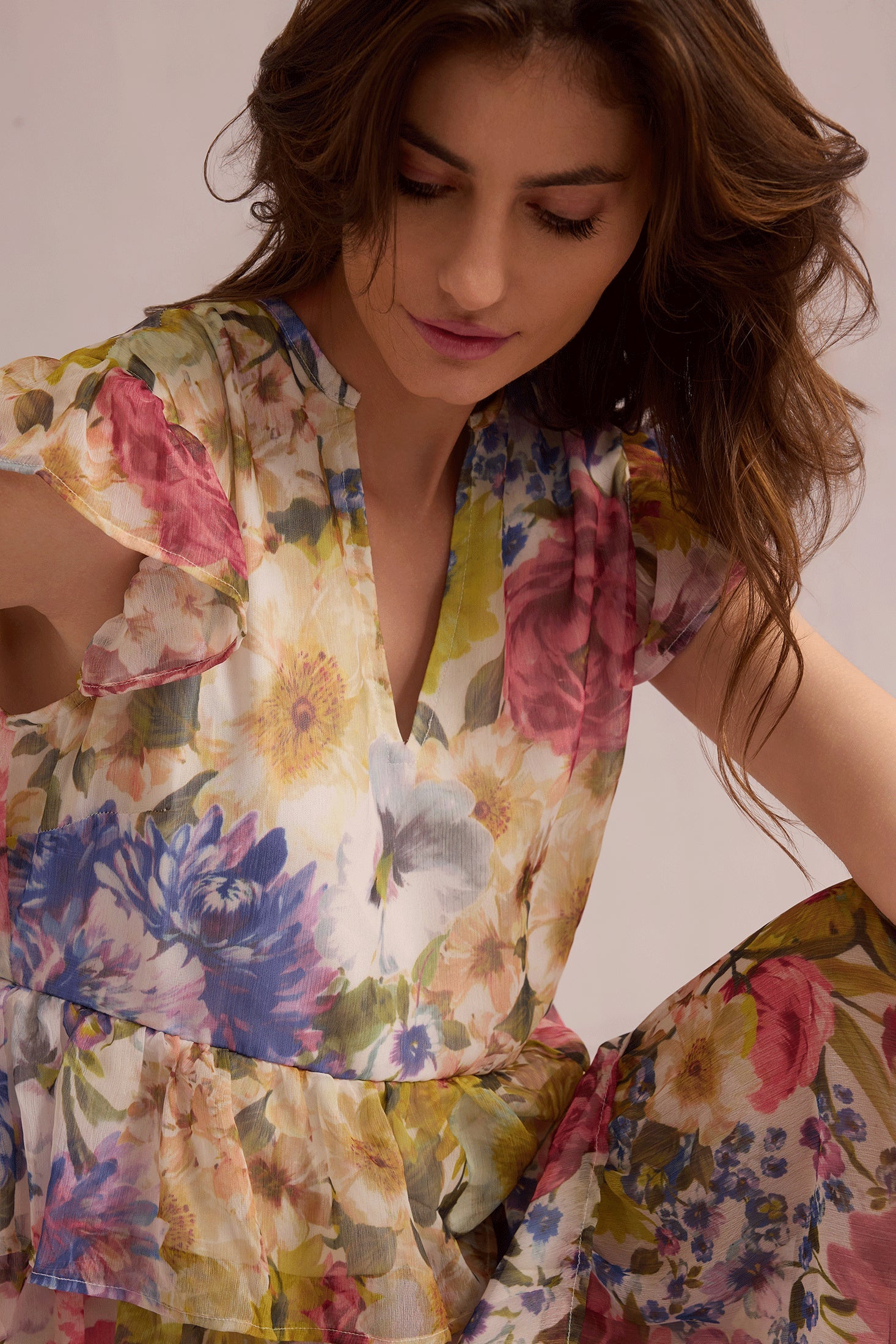 Rachel Floral Peplum-Style Dress In Multi Color