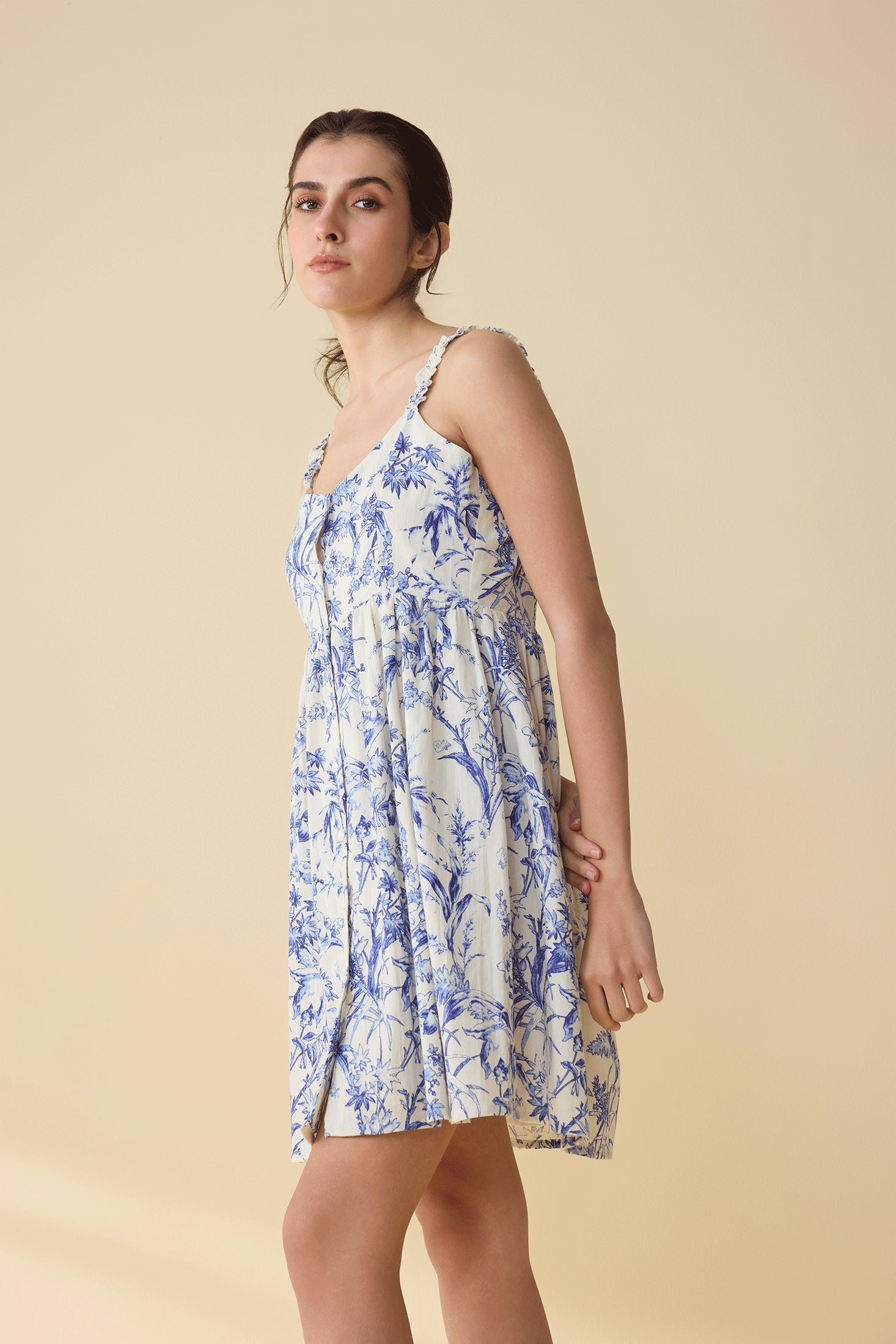 Brooke's Love Empire Waist Dress In White and Blue