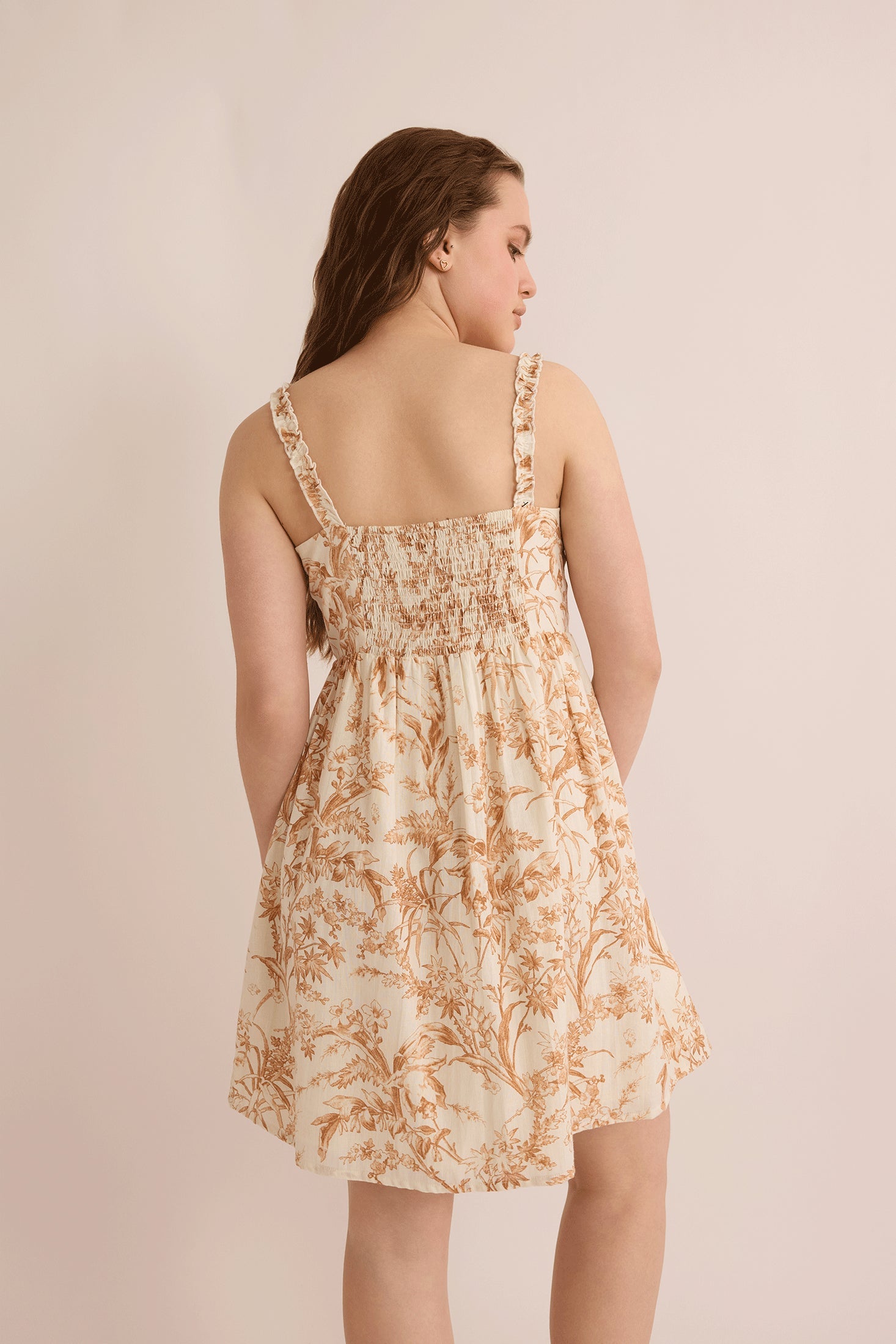 Brooke's Love Empire Waist Dress In Off White and Brown