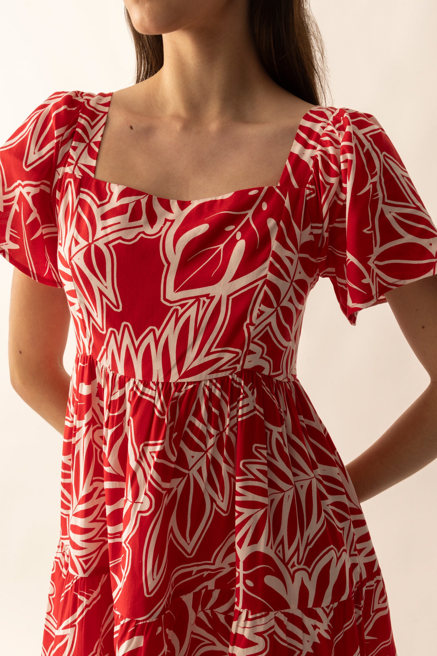 Lily's Cove Empire Waist Dress In Red